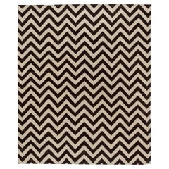 Contemporary Zig-Zag Design Brown, White Wool Rug by Doris Leslie Blau