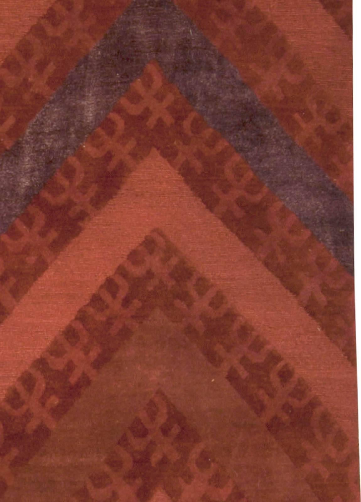 Contemporary Zig-Zag Design Tibetan Handmade Wool Rug by Doris Leslie Blau In New Condition For Sale In New York, NY