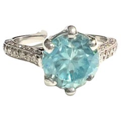 Contemporary Zircon and Diamonds Gold Ring