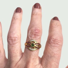 Contemporary Zircon, Emeralds, a Rubies 18 kts yellow Gold Earrings and Ring