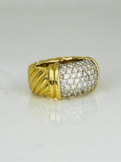Contemporary, David Yurman .70 Carat Diamond 18 Karat Yellow Gold Cable Ring