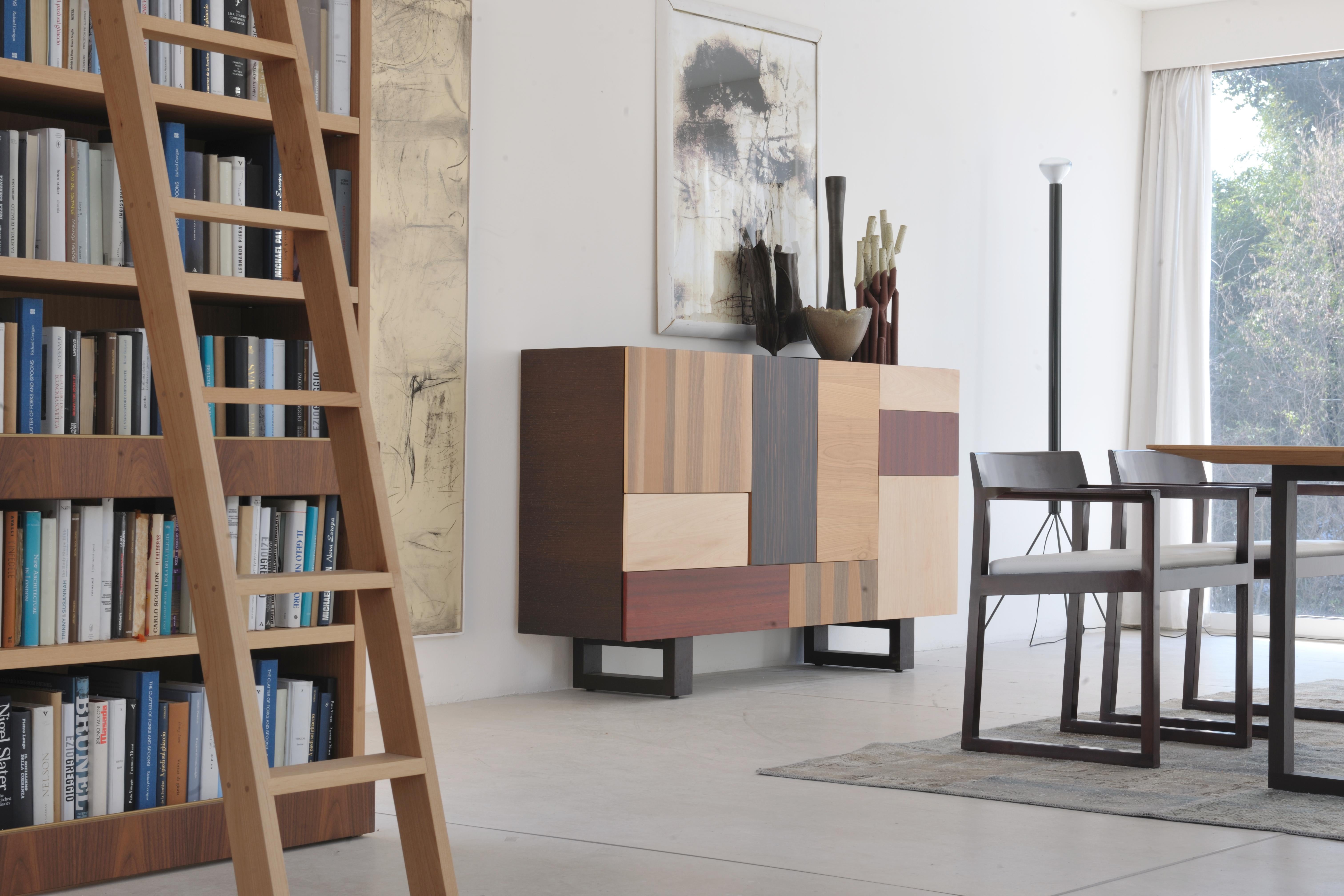 Italian Fantesca by Moelato, Contemporary Sideboard Made with Wood Patchwork