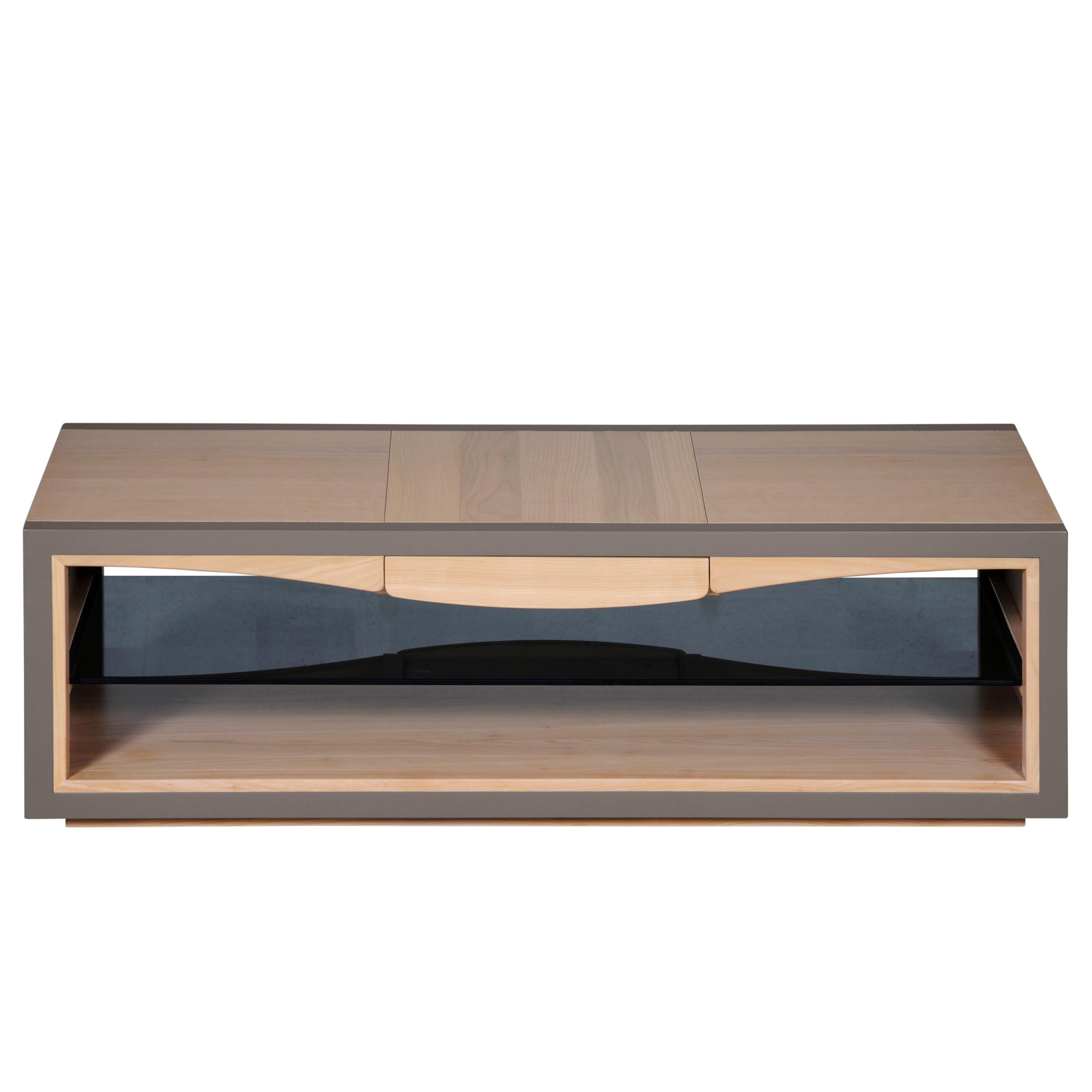 Table basse française à 1 tiroir en bois de cerisier, design par Christophe Lecomte  Neuf - En vente à Landivy, FR