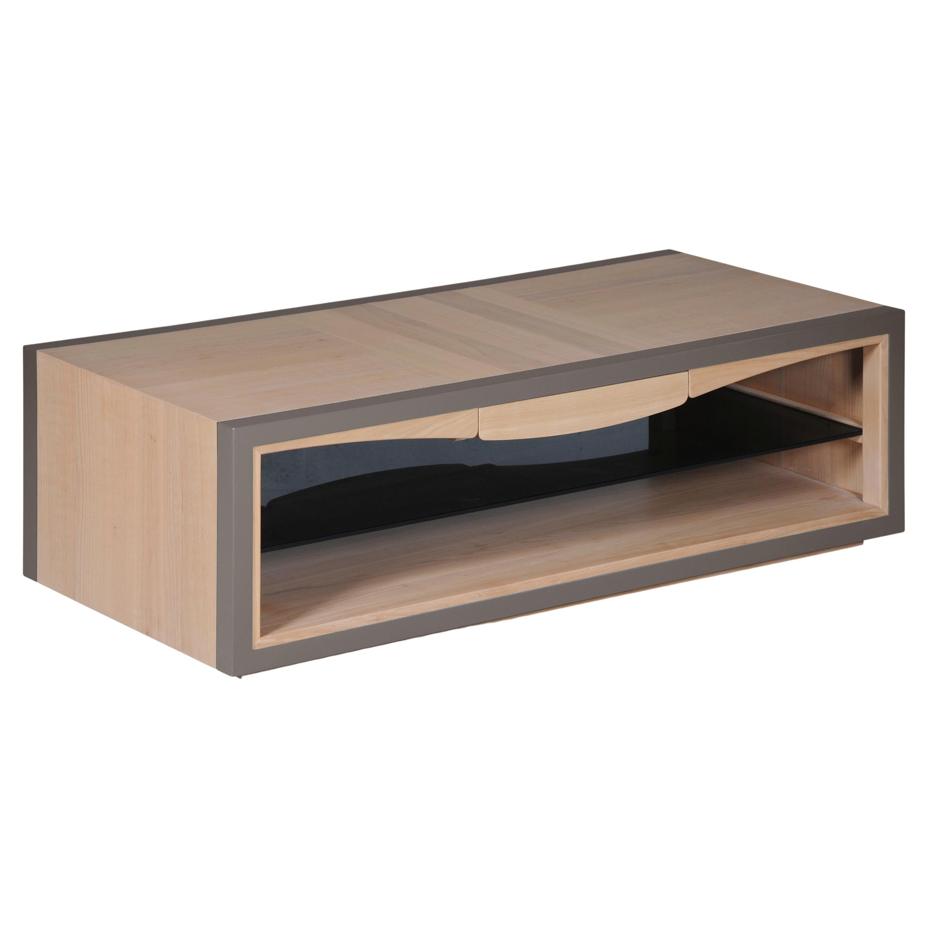 Table basse française à 1 tiroir en bois de cerisier, design par Christophe Lecomte  en vente