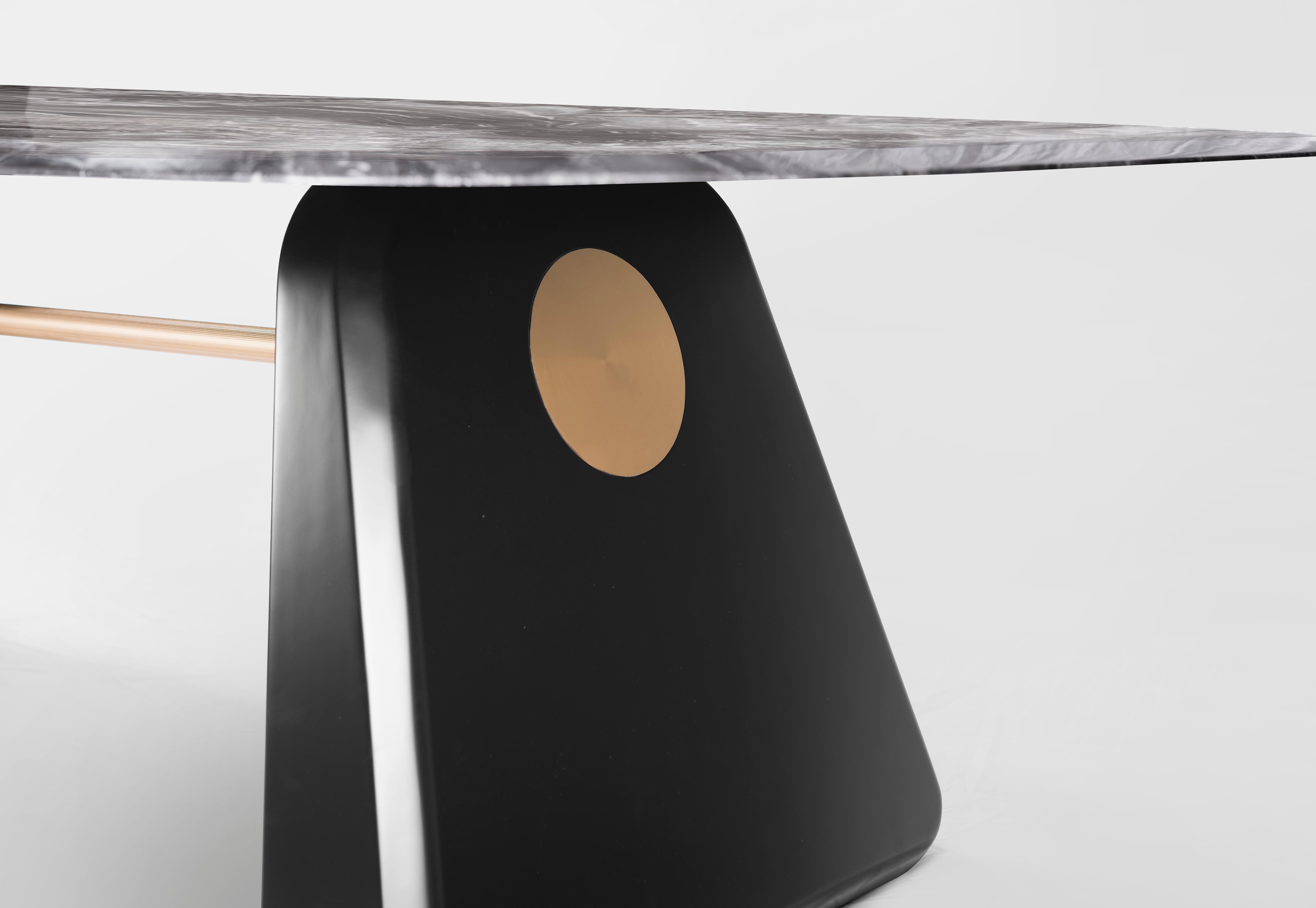 Art Deco Contemporary Dining Table Henge, Marble and Wood 'Customizable'