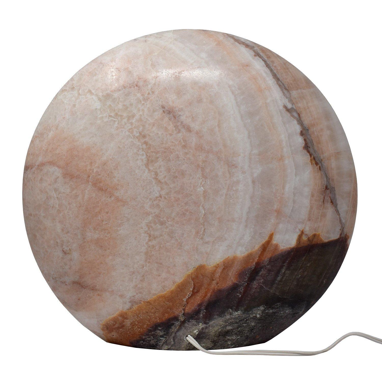 Other Contemporay Natural Pink White and Brown Onyx Table Top Lamp For Sale