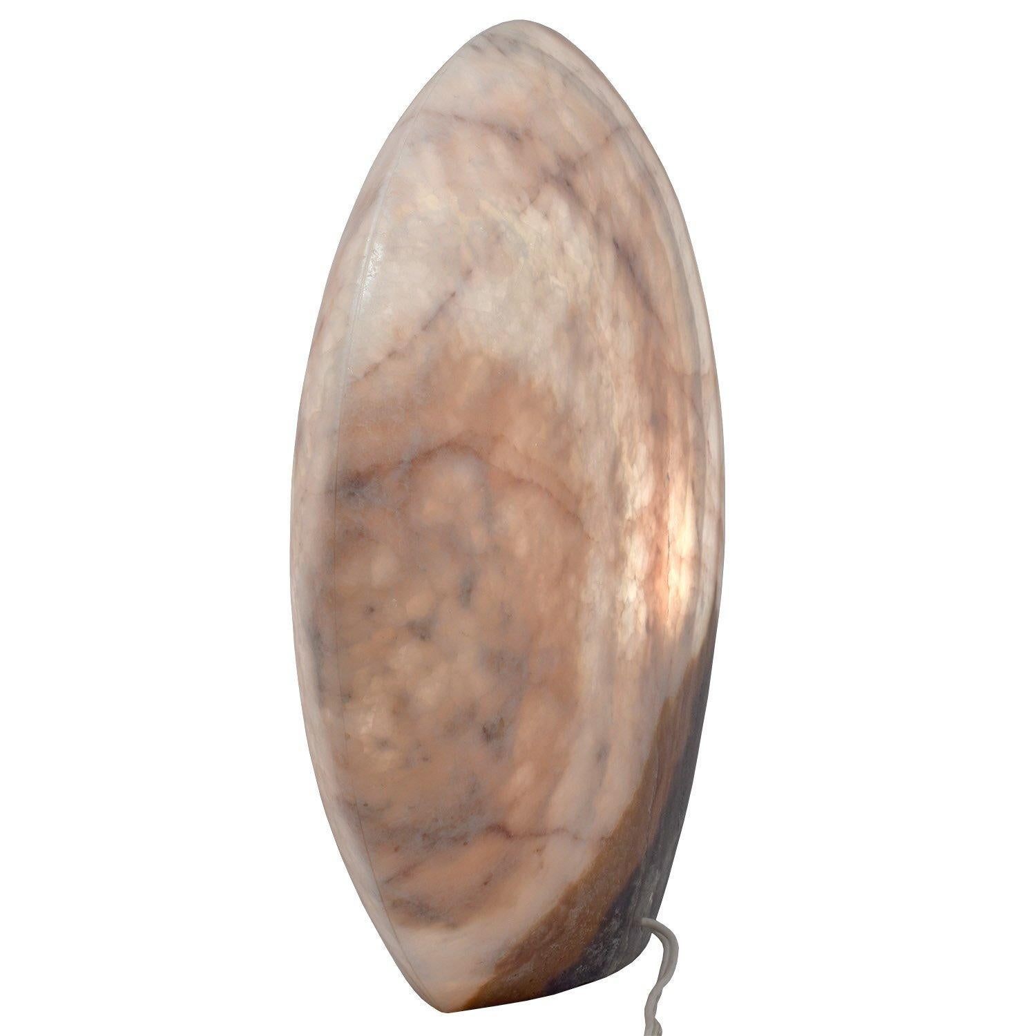 Mexican Contemporay Natural Pink White and Brown Onyx Table Top Lamp For Sale