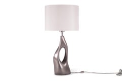 Amorph Helix Table Lamp, White Gold, Metal Finish, Ivory Silk Shade