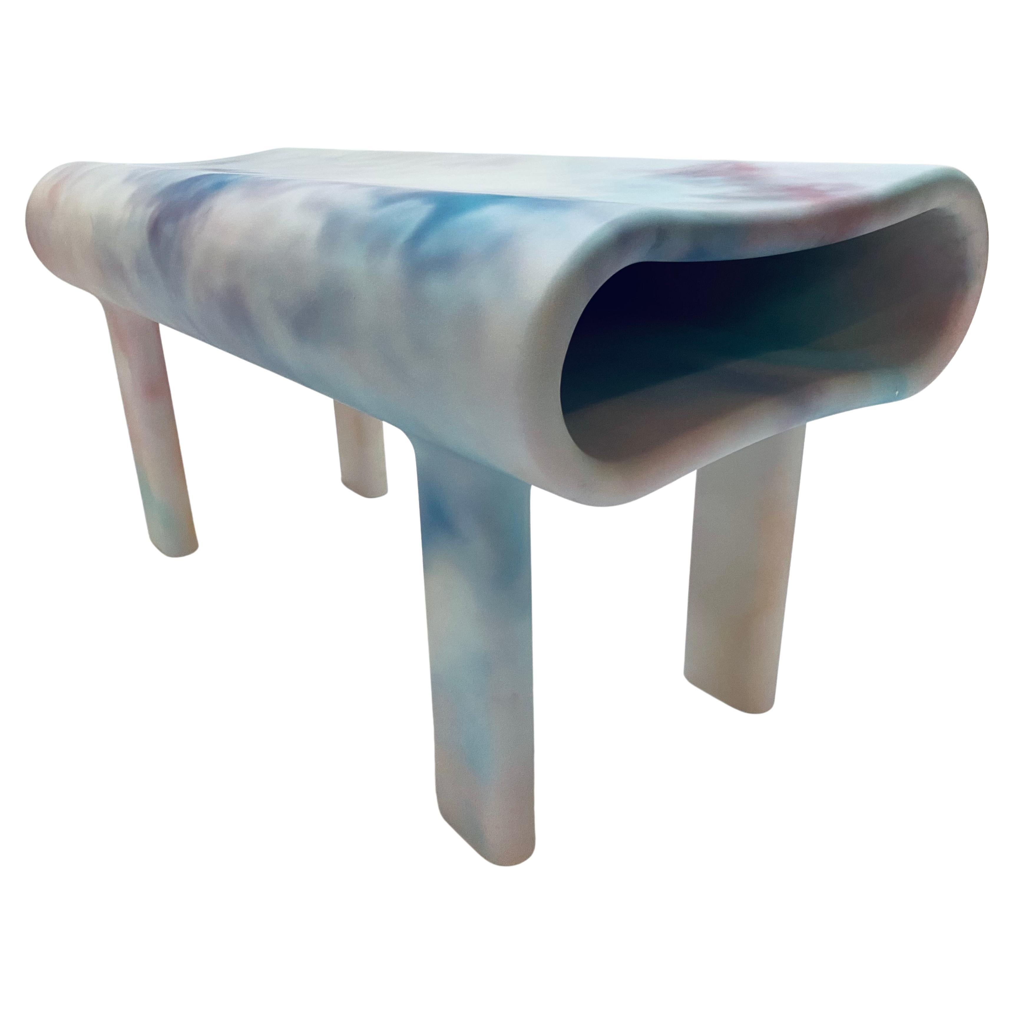 Contemporty Sculpted Fine Art Minimalist Wooden Bench with Acrylic Finish For Sale
