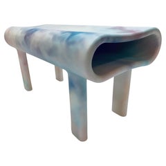 Contemporty Sculpted Fine Art Minimalist Wooden Bench with Acrylic Finish