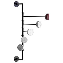 Contempory Wall Coat Rack Made with Brazilian Marble and Steel by Tiago Curioni