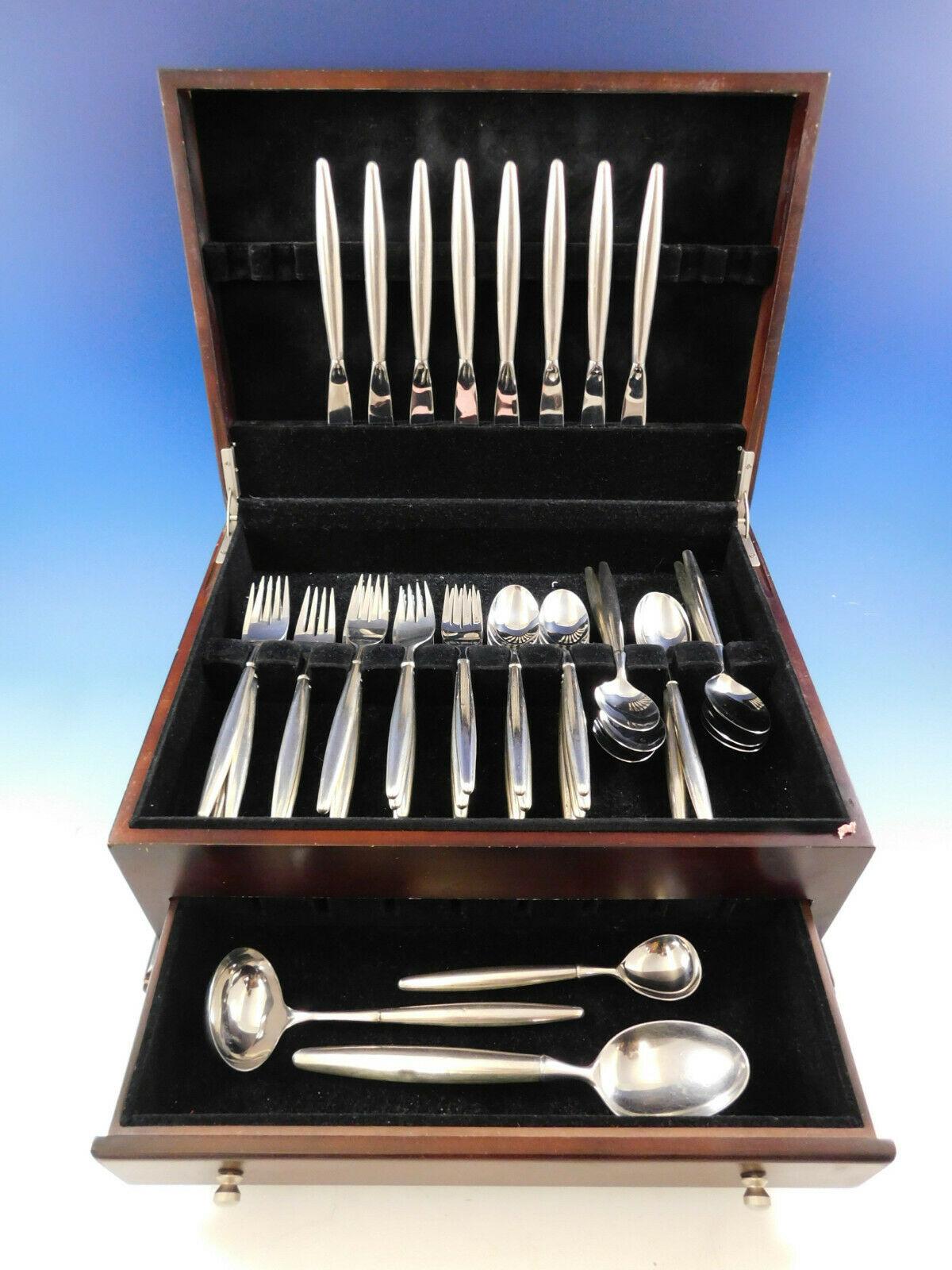 Mid-Century Modern Contempra House sterling silver & stainless flatware set, 43 pieces. All of the pieces in this pattern are hollow handle with stainless. This set includes:

8 knives, 8 1/2