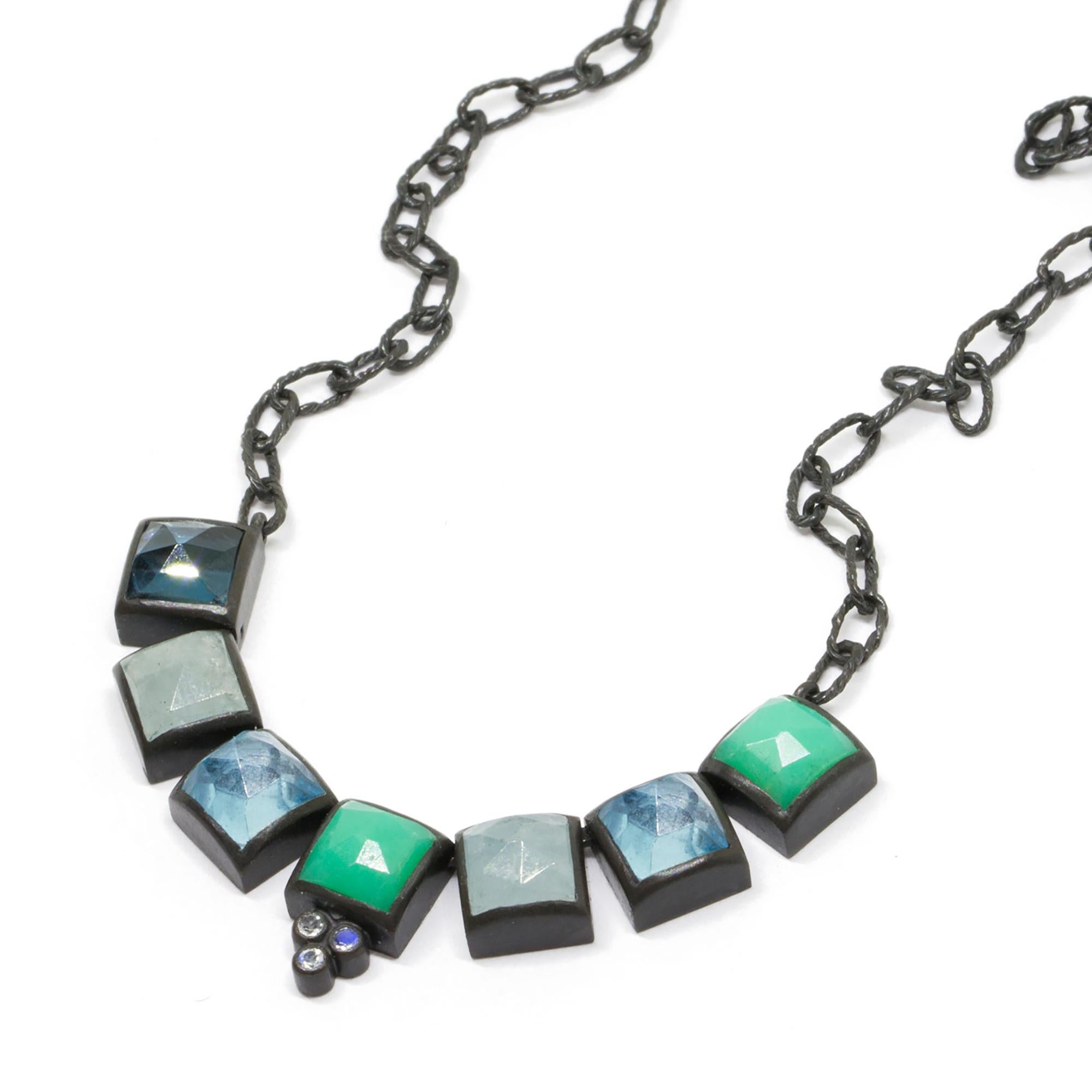 Contemporary Contemprary Gemstone Oxidized Necklace For Sale