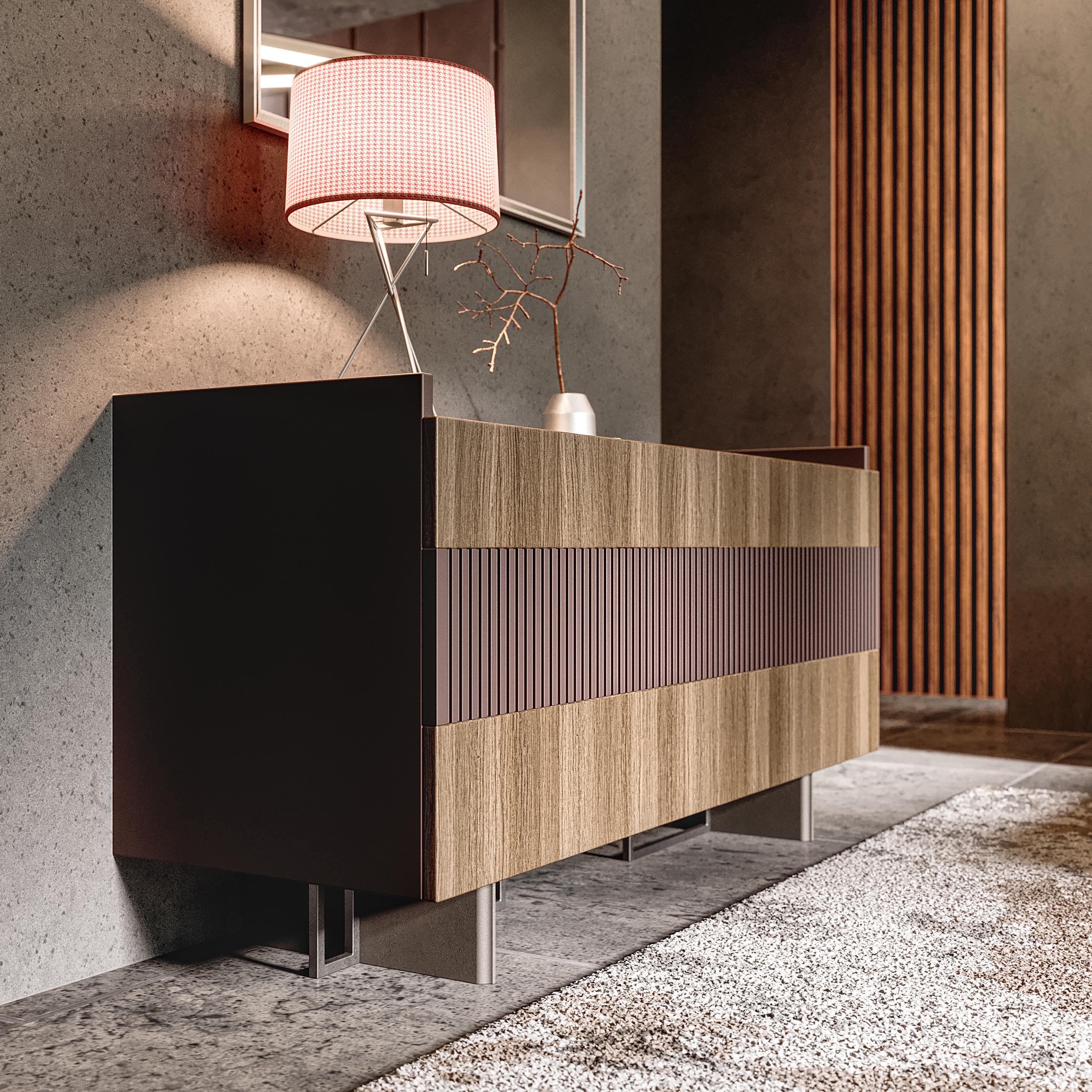 Minimal and contemporary lines, our Keith storage cabinet encapsulates the concepts of form and function. A valuable decorative element that softens the rigorousness of the surrounding elements. Elegant and essential for practical and refined