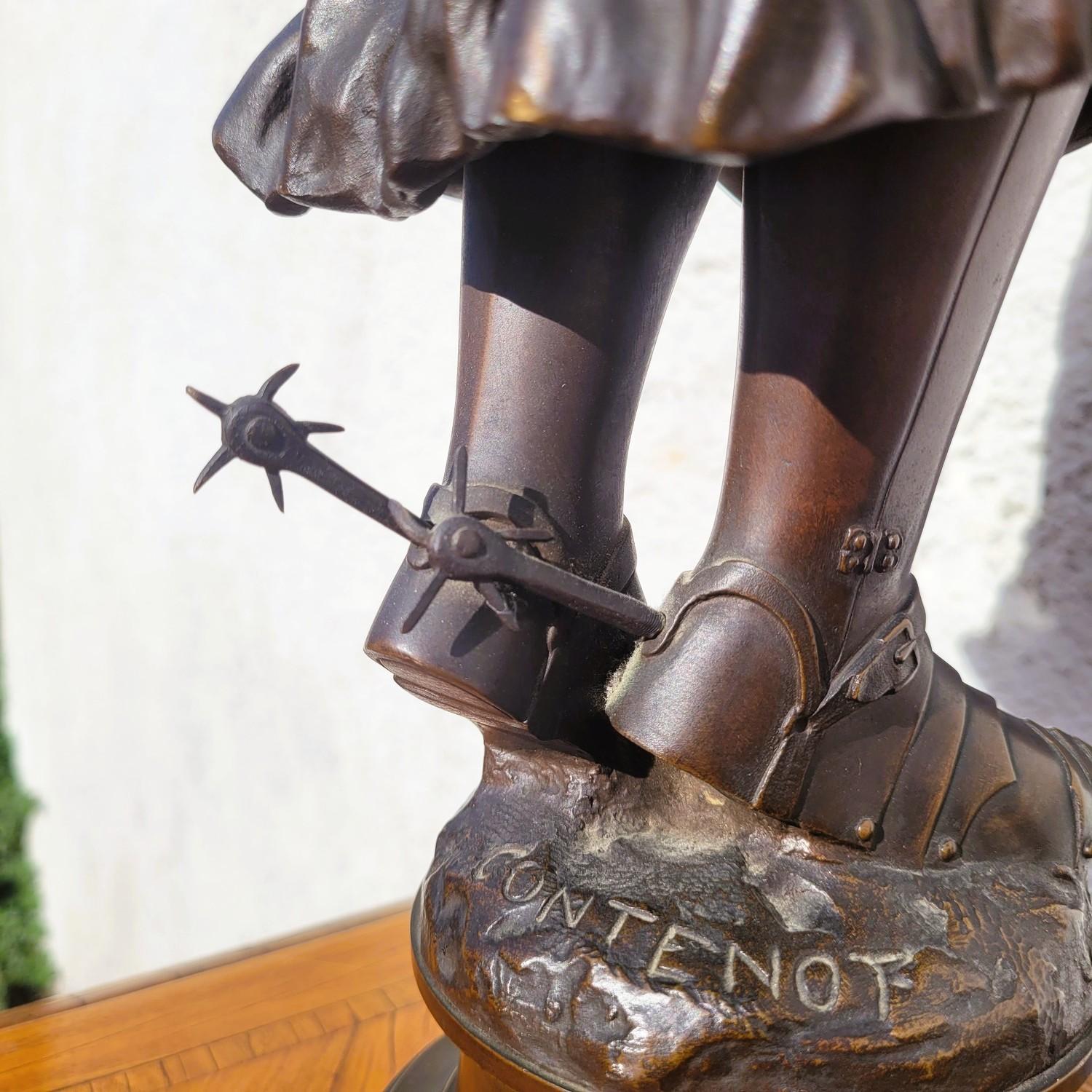 Contenot, Joan Of Arc, Signed Bronze, Late 19th-early 20th Century For Sale 4