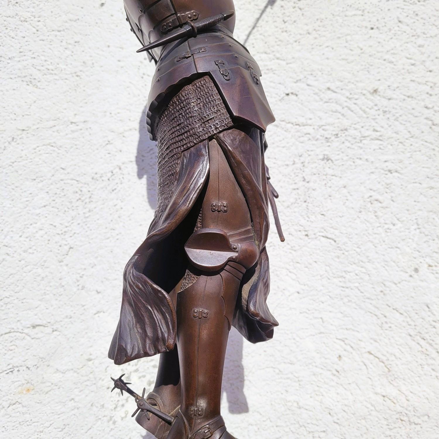 Contenot, Joan Of Arc, Signed Bronze, Late 19th-early 20th Century For Sale 8