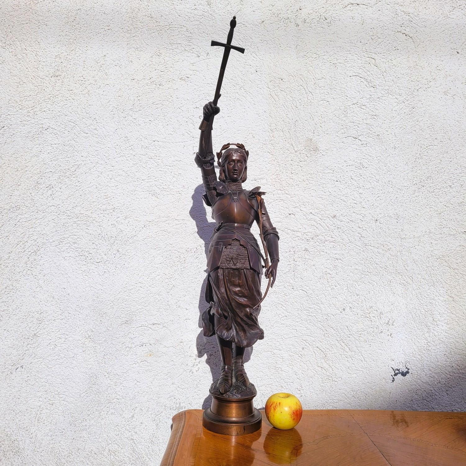 French Contenot, Joan Of Arc, Signed Bronze, Late 19th-early 20th Century For Sale