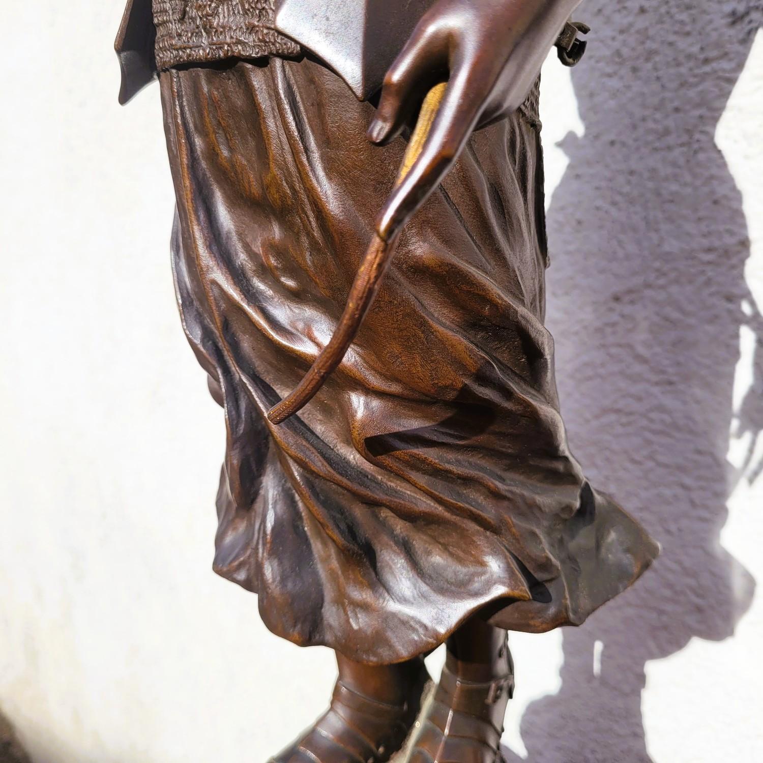 Contenot, Joan Of Arc, Signed Bronze, Late 19th-early 20th Century For Sale 1