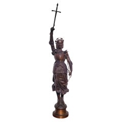 Contenot, Joan Of Arc, Signed Bronze, Late 19th-early 20th Century
