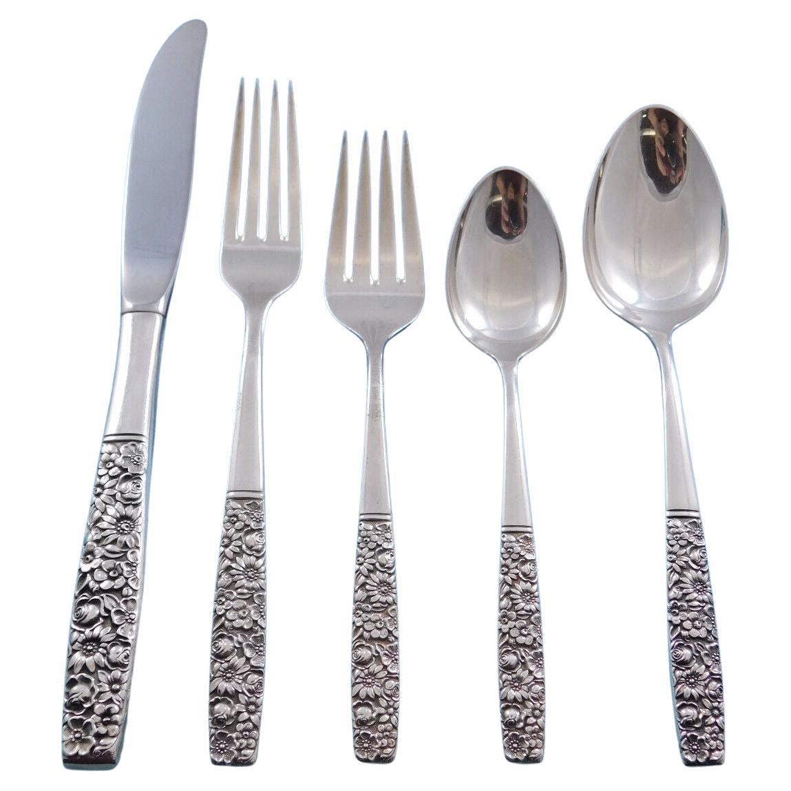 Contessina by Towle Sterling Silver Floral Flatware Set for 12 Service 67 Pieces For Sale
