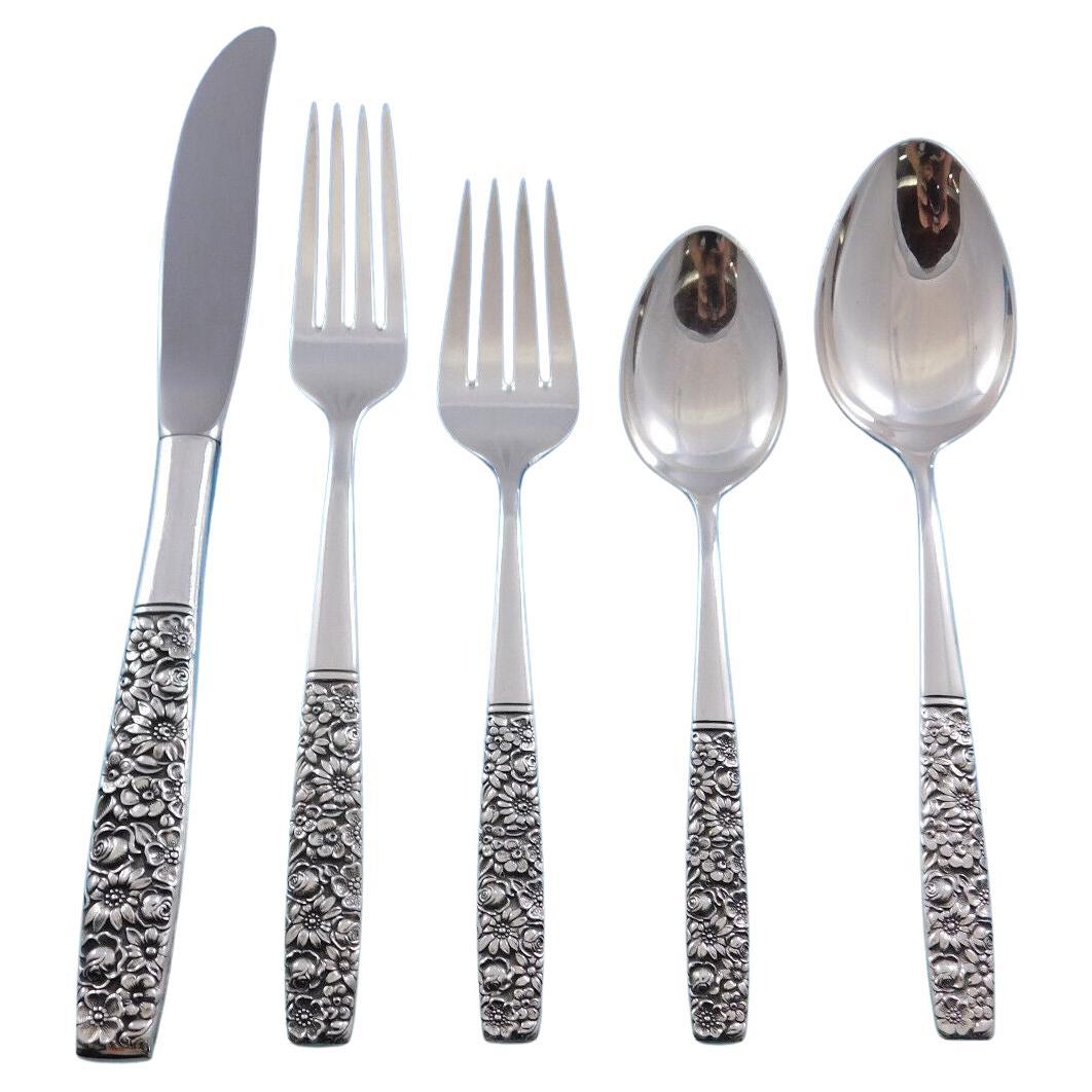 Contessina by Towle Sterling Silver Floral Flatware Set for 12 Service 68 Pieces For Sale
