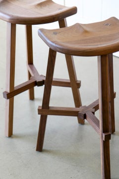 Conti Wooden Walnut Kitchen Stool