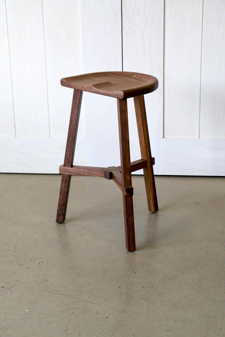 Conti Wooden Walnut Kitchen Stool For Sale at 1stDibs