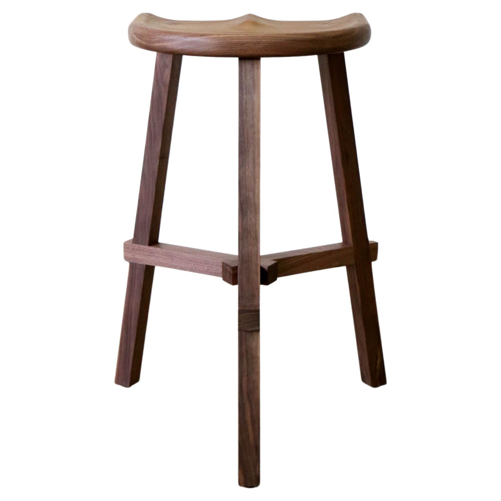 Conti Wooden Walnut Kitchen Stool For Sale