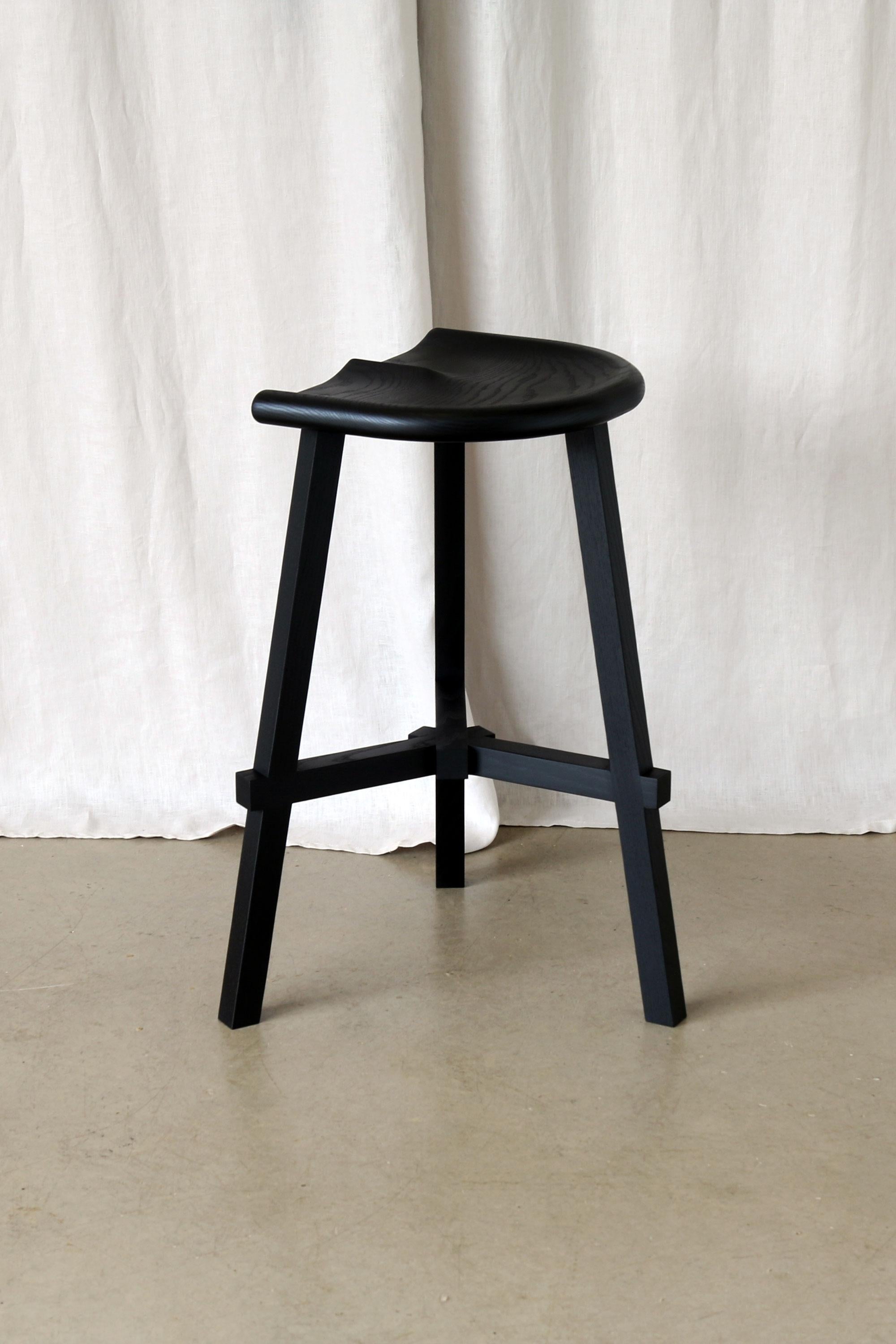Conti Wooden Walnut Kitchen Stool In New Condition For Sale In Hertford, GB