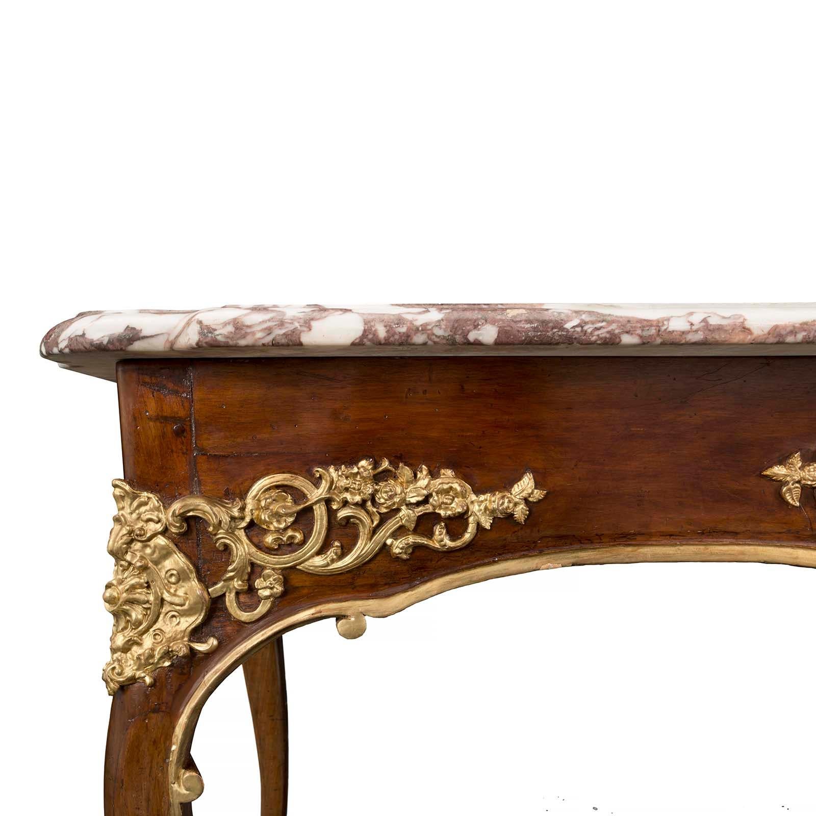 Giltwood Continental 18th Century Louis XV Period Rectangular Walnut Centre Table For Sale
