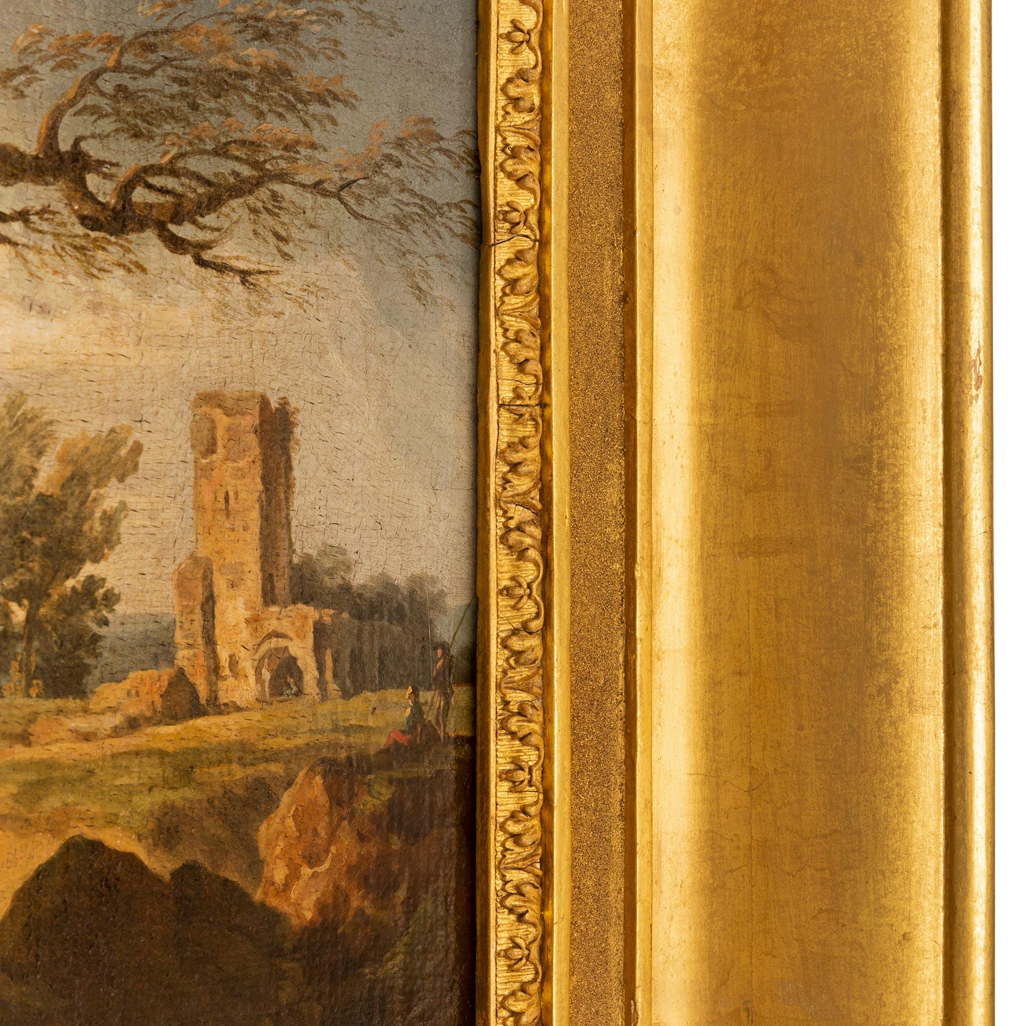 18th Century and Earlier Continental 18th Century Oil on Canvas Painting in Its Original Giltwood Frame For Sale