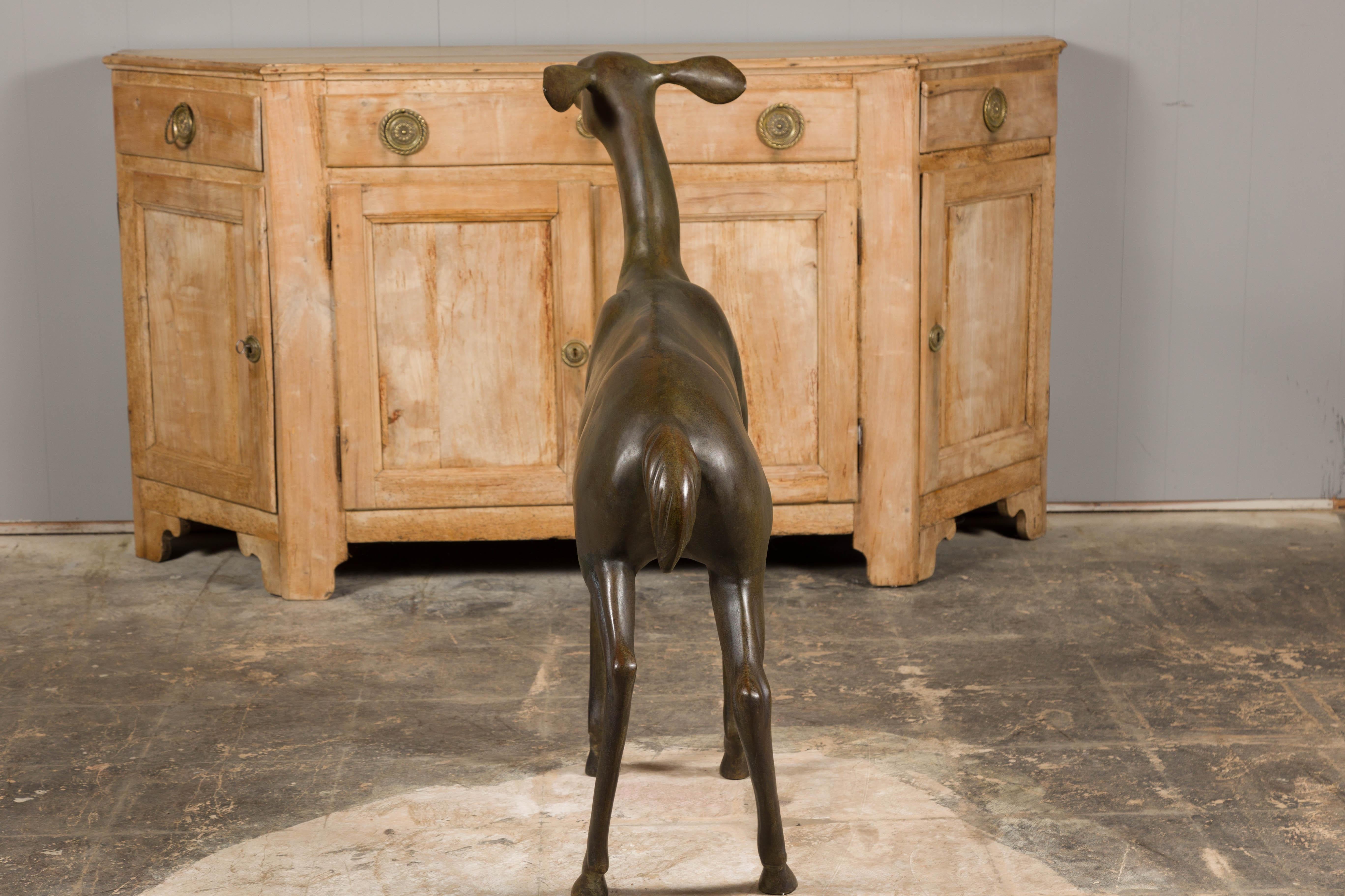 Continental 1930s Life Size Bronze Sculpture of a Deer Standing on its Four Legs For Sale 5