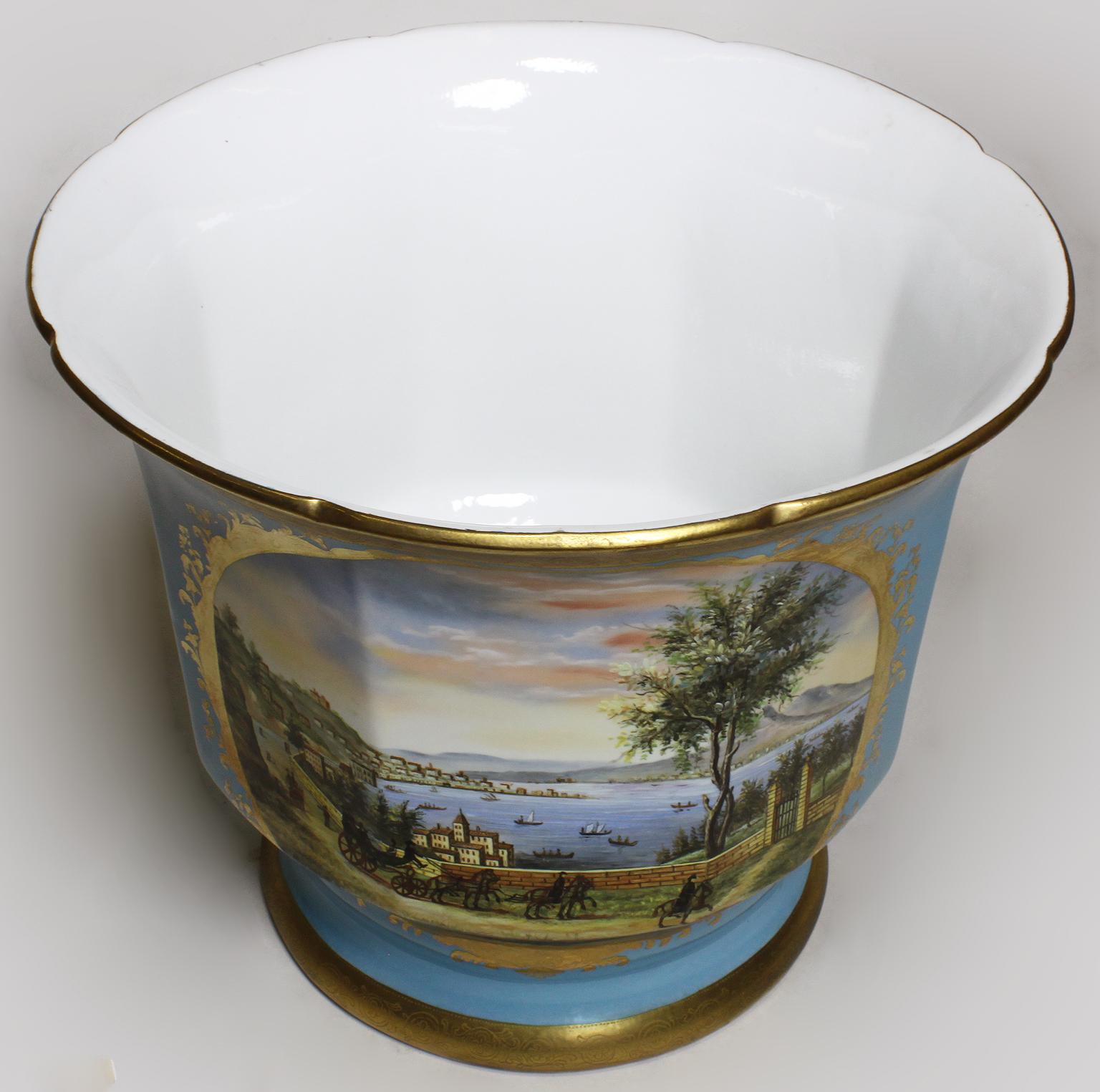 Pareja de Jarrones Porcelana Continental Siglo XIX-XX Jardineras Enfriadores de Vino en venta 6