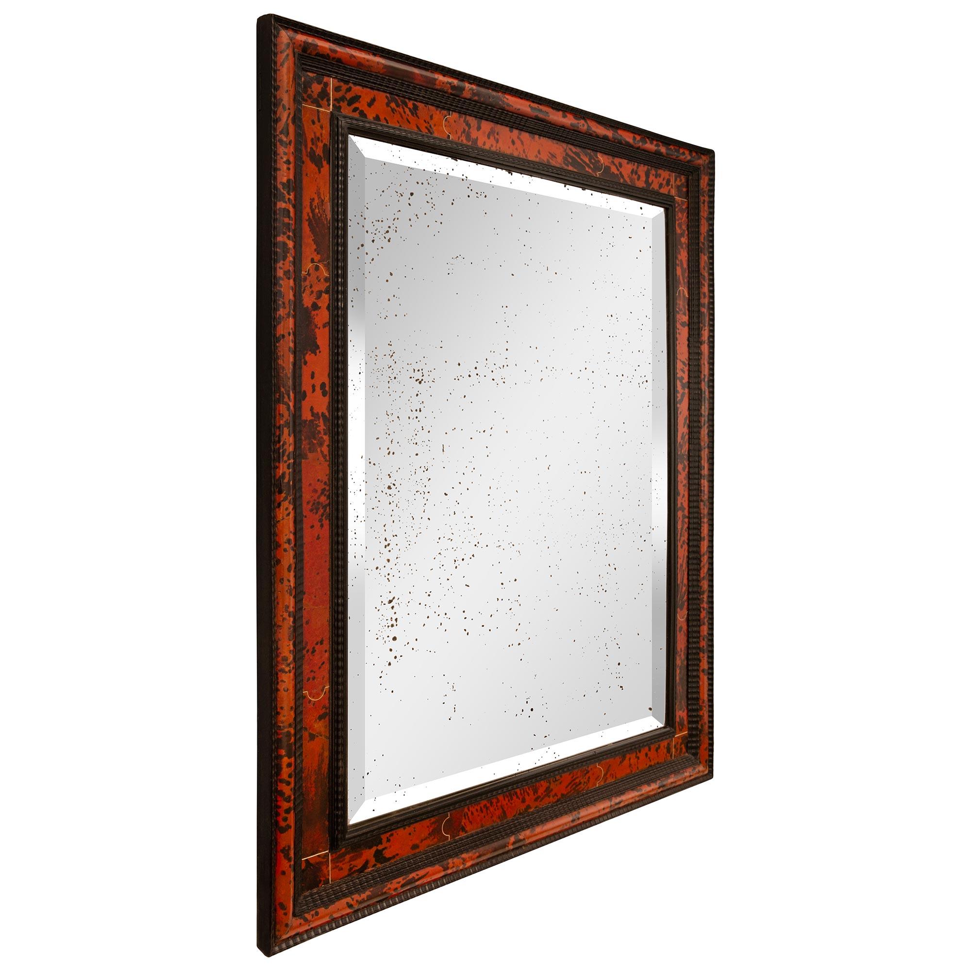 Unknown Continental 19th century Baroque st. Tortoiseshell and Ebonized Fruitwood mirror For Sale