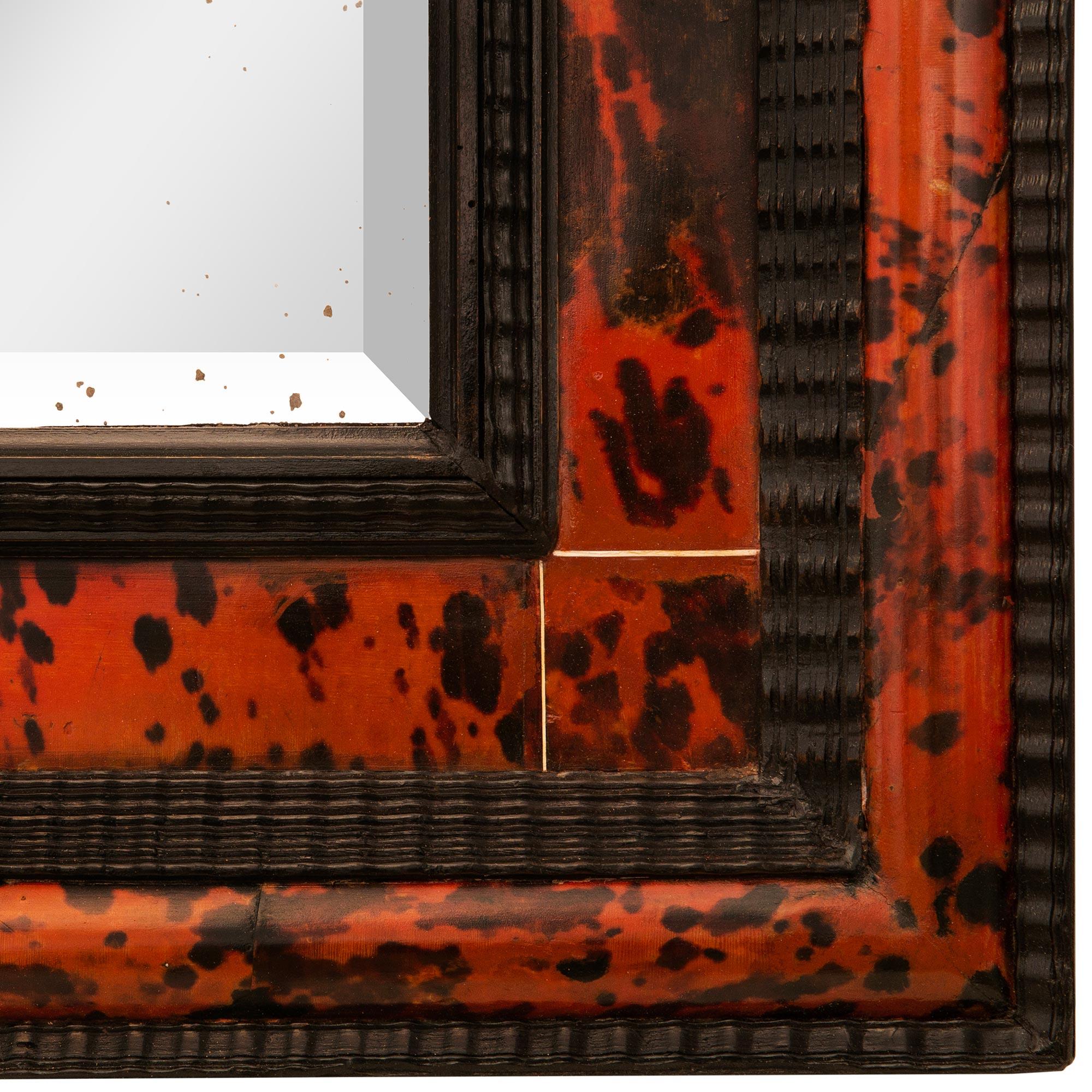 Continental 19th century Baroque st. Tortoiseshell and Ebonized Fruitwood mirror For Sale 1