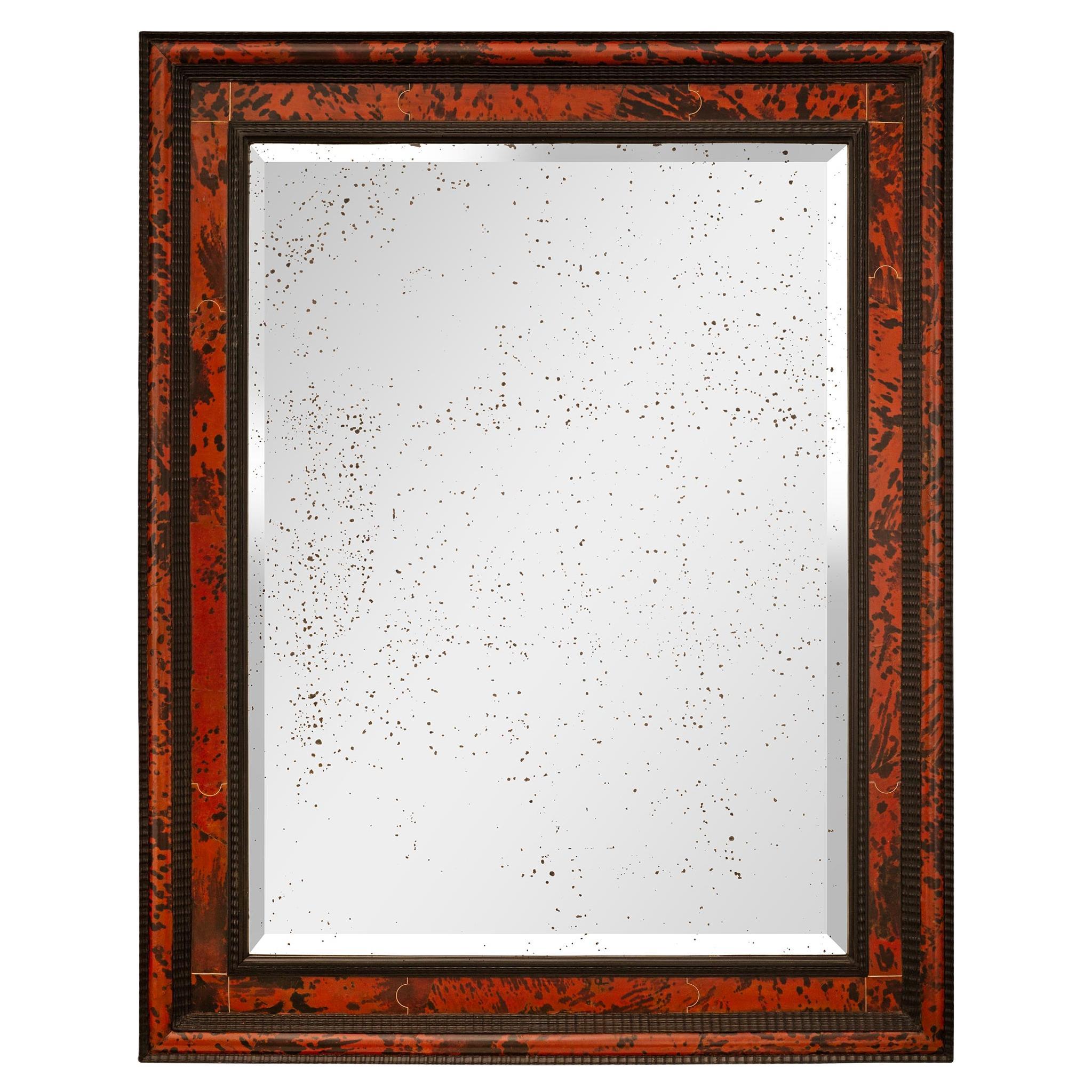 Continental 19th century Baroque st. Tortoiseshell and Ebonized Fruitwood mirror