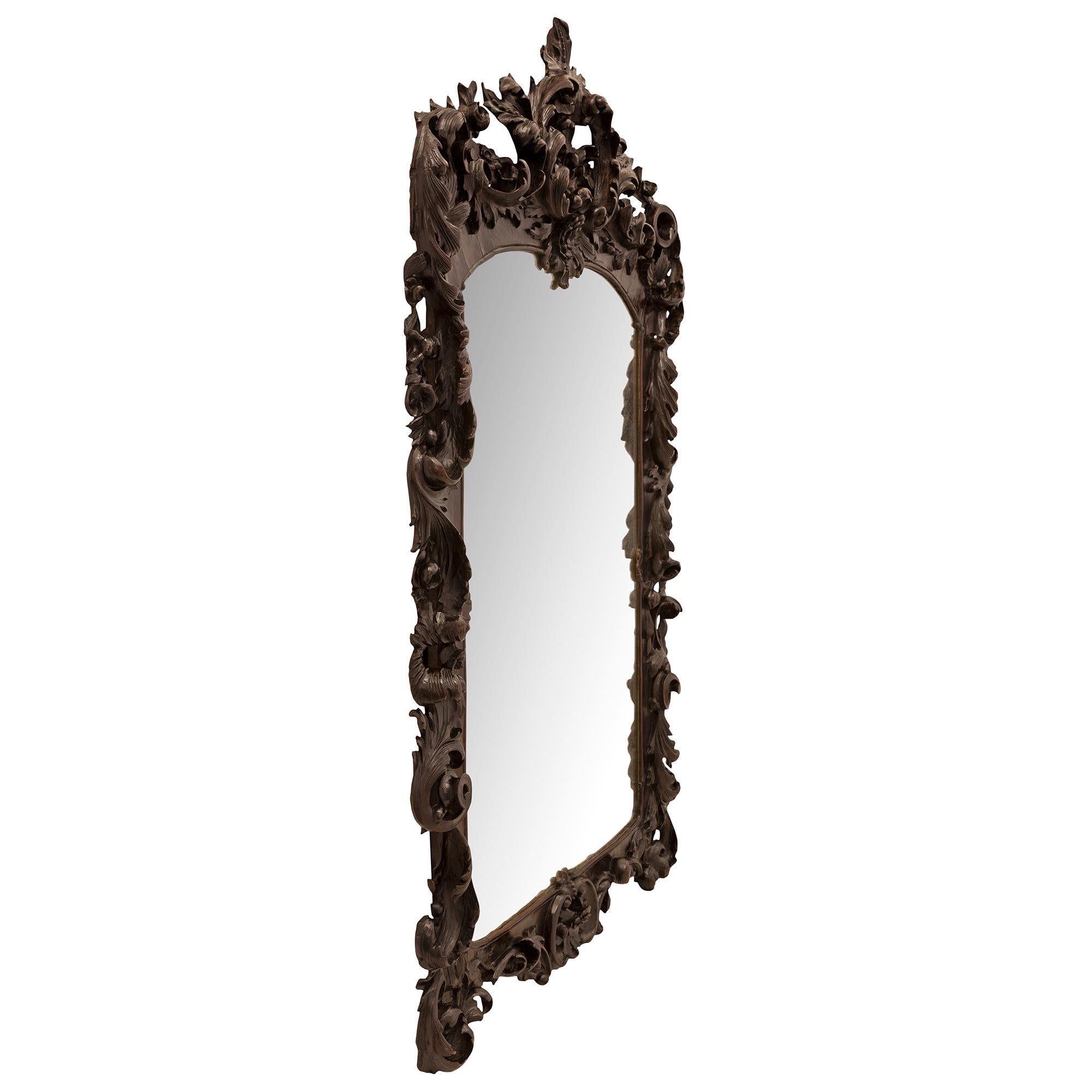 Unknown Continental 19th Century Baroque St. Walnut Mirror For Sale