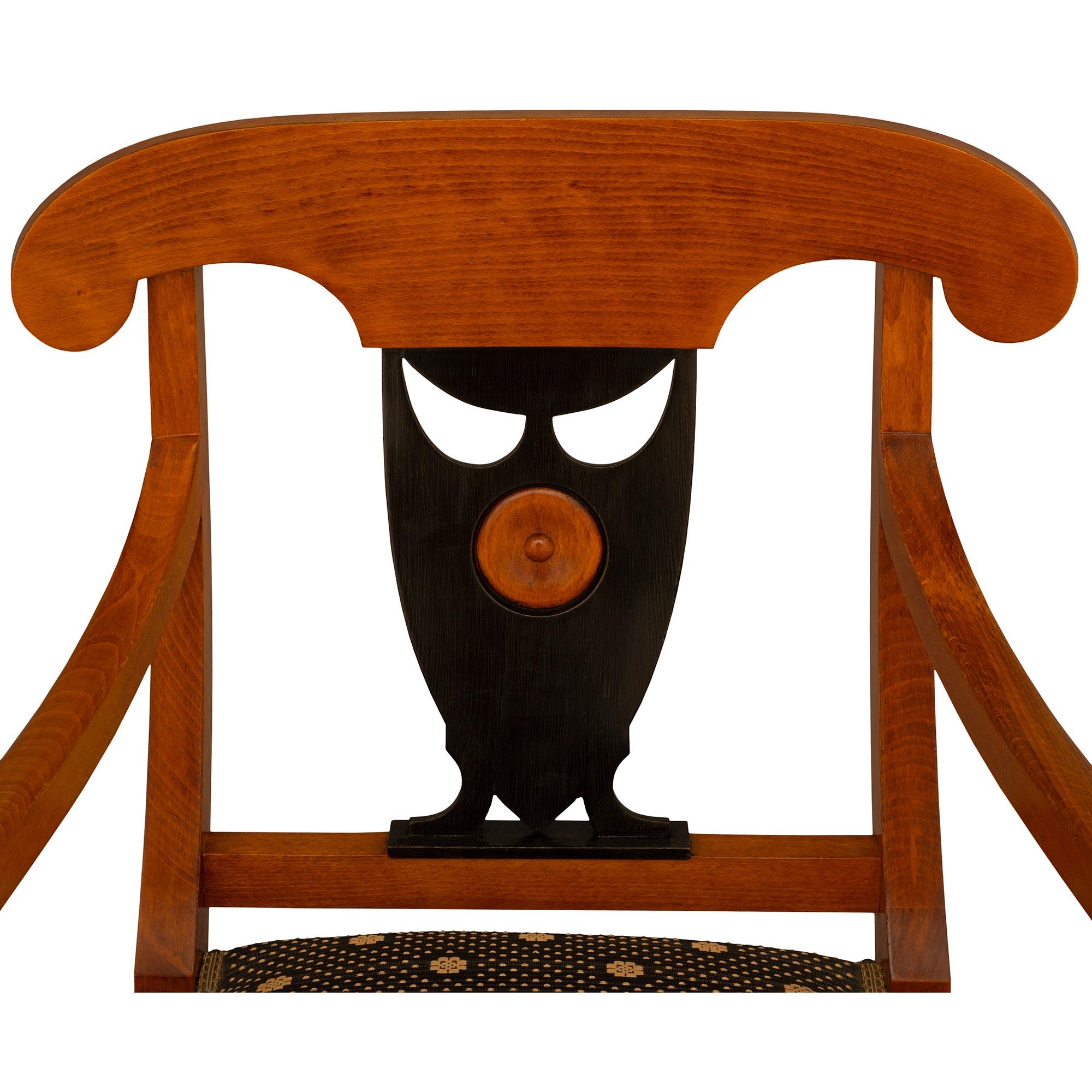 Ebonized Continental 19th Century Biedermeier St. Fruitwood Armchair