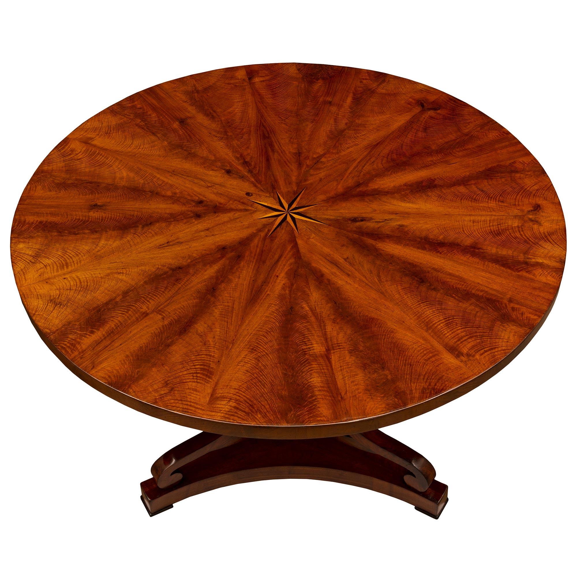 Unknown Continental 19th Century Biedermeier St. Mahogany and Fruitwood Center Table For Sale