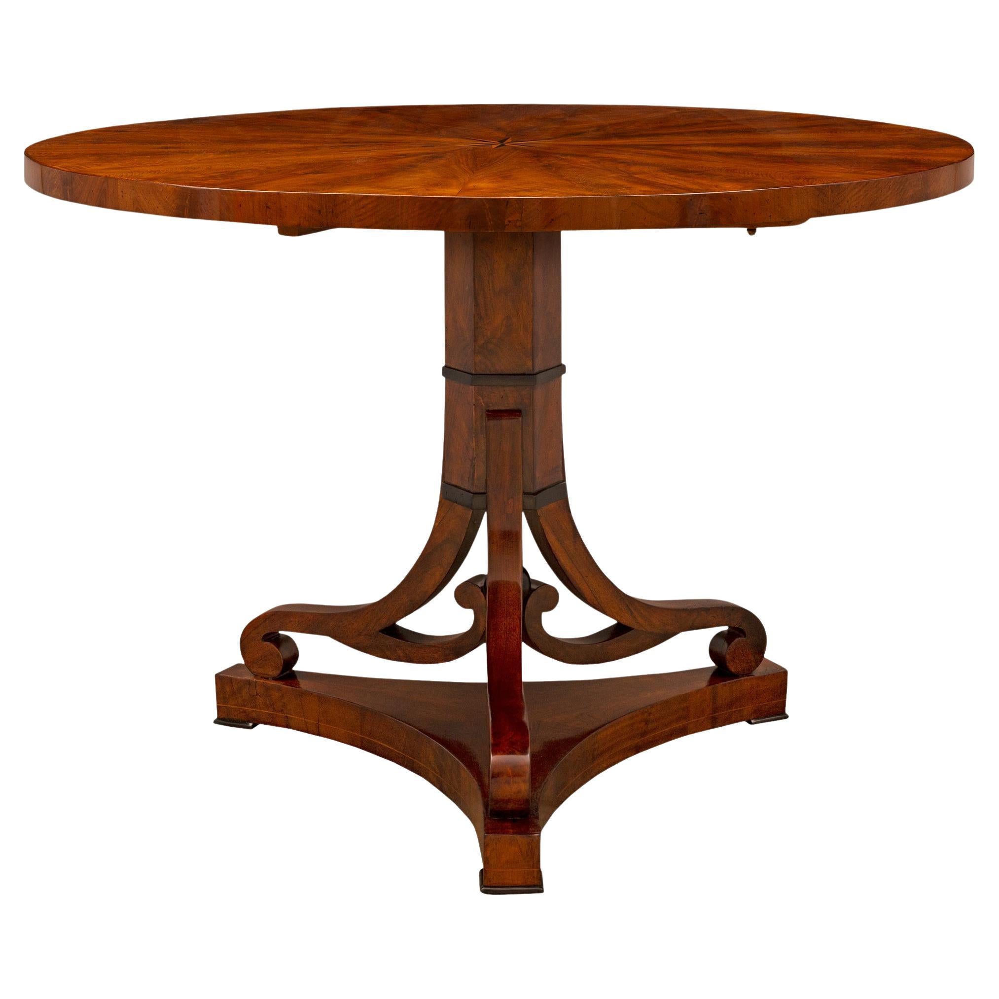 Continental 19th Century Biedermeier St. Mahogany and Fruitwood Center Table For Sale