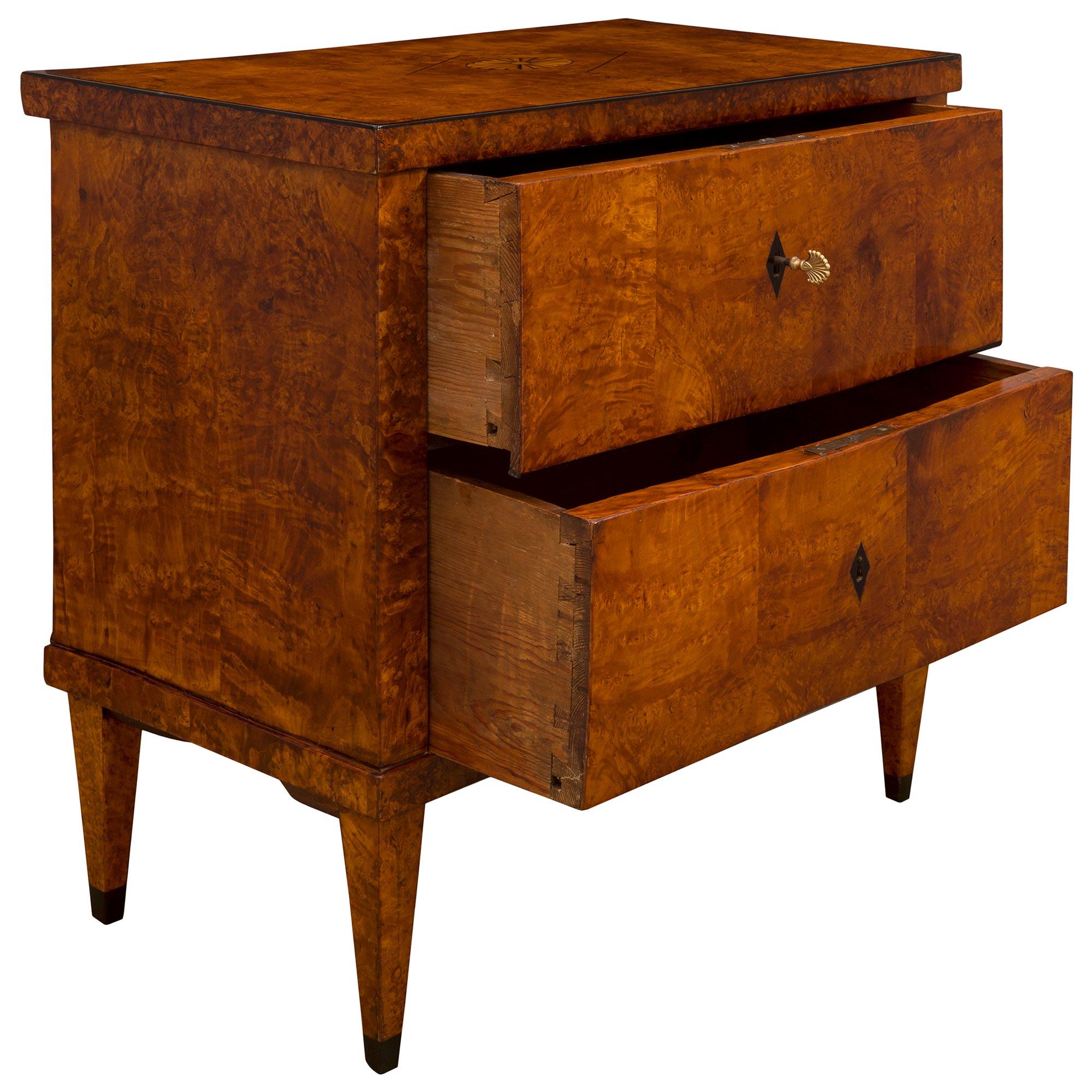Ebonized Continental 19th Century Biedermeier St. Walnut and Mother of Pearl Commode For Sale