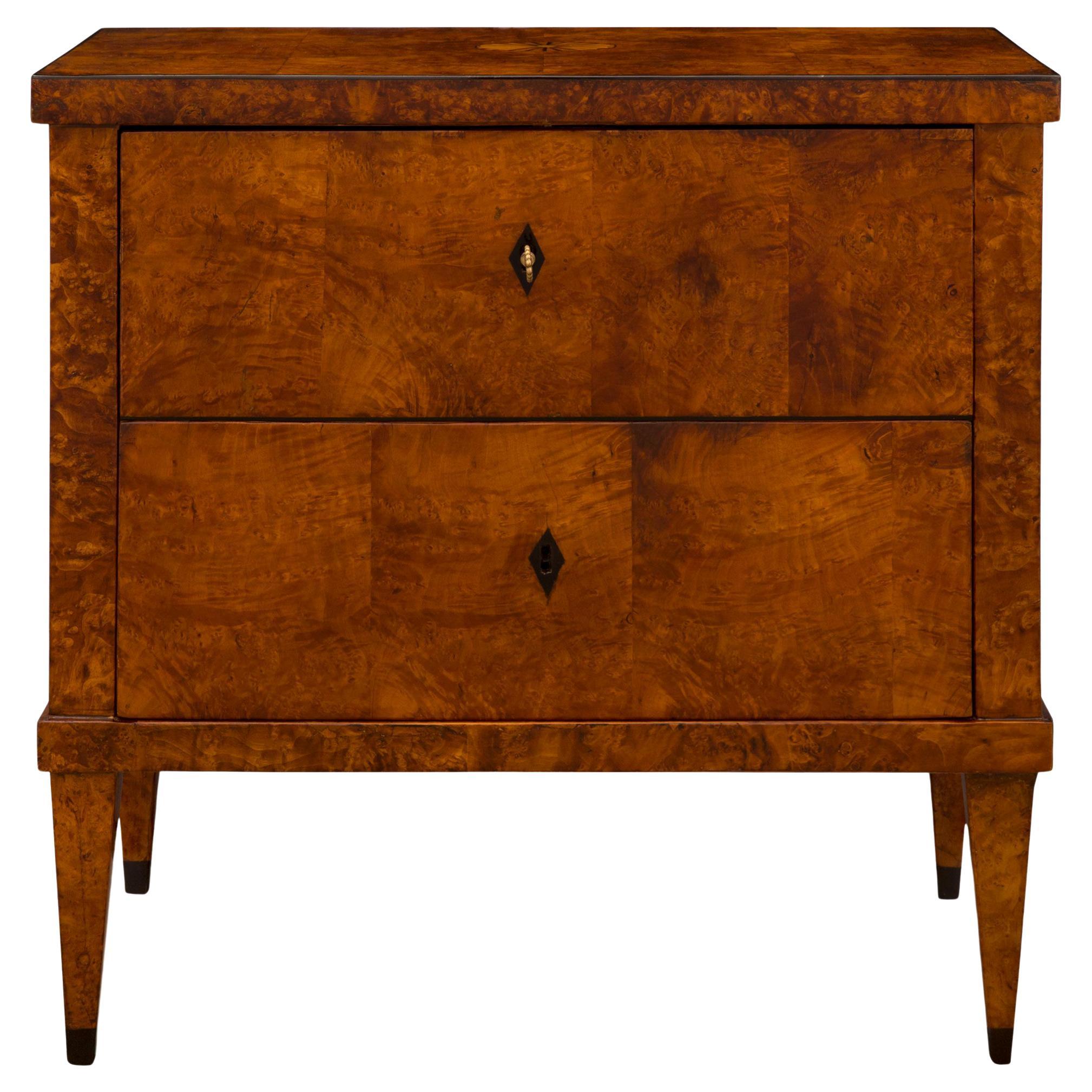 Continental 19th Century Biedermeier St. Walnut and Mother of Pearl Commode For Sale