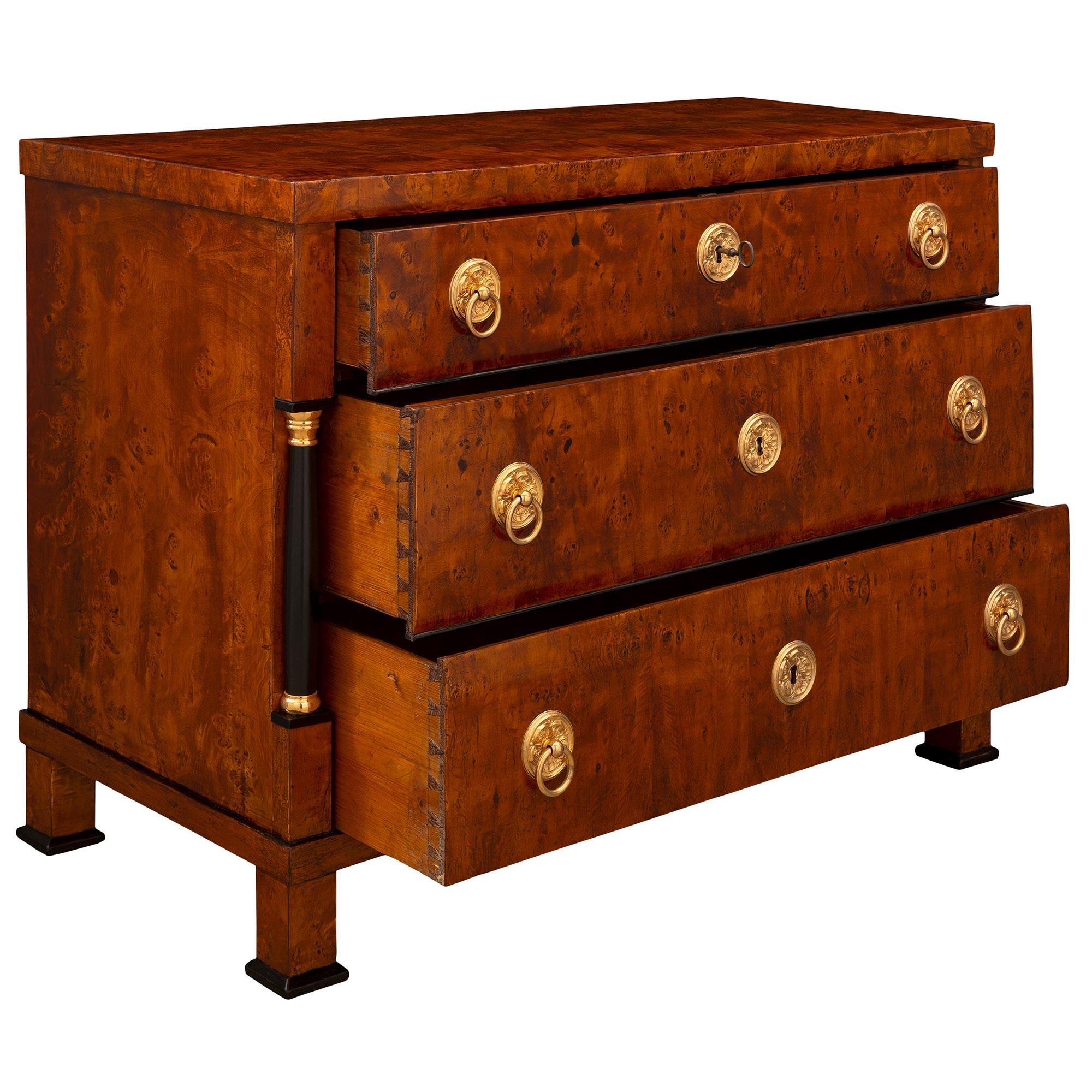 Continental 19th Century Burl Birchwood, Ebonized Fruitwood and Ormolu Commode In Good Condition For Sale In West Palm Beach, FL