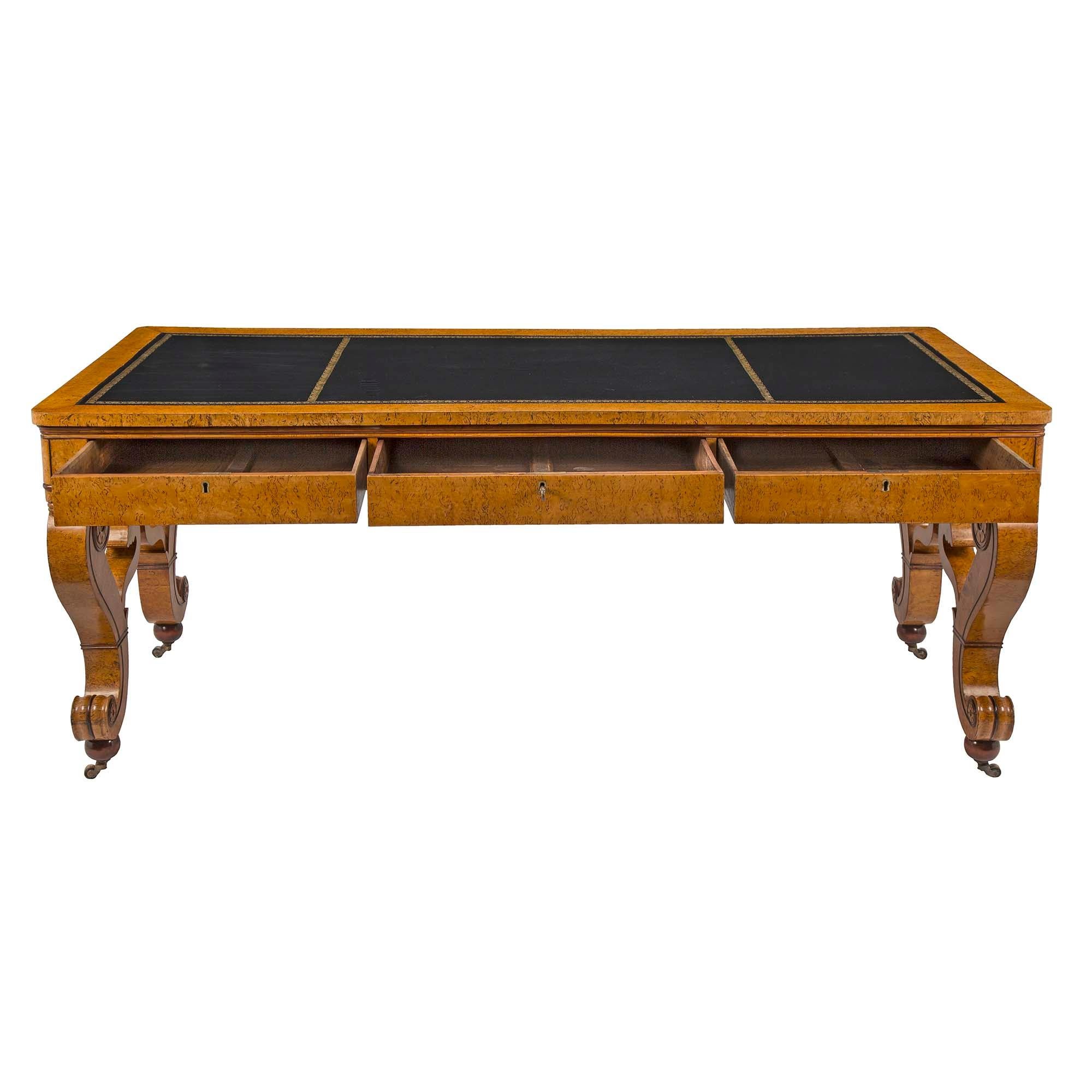 Unknown Continental 19th Century Burl Maple Biedermeier Desk or Center Table For Sale