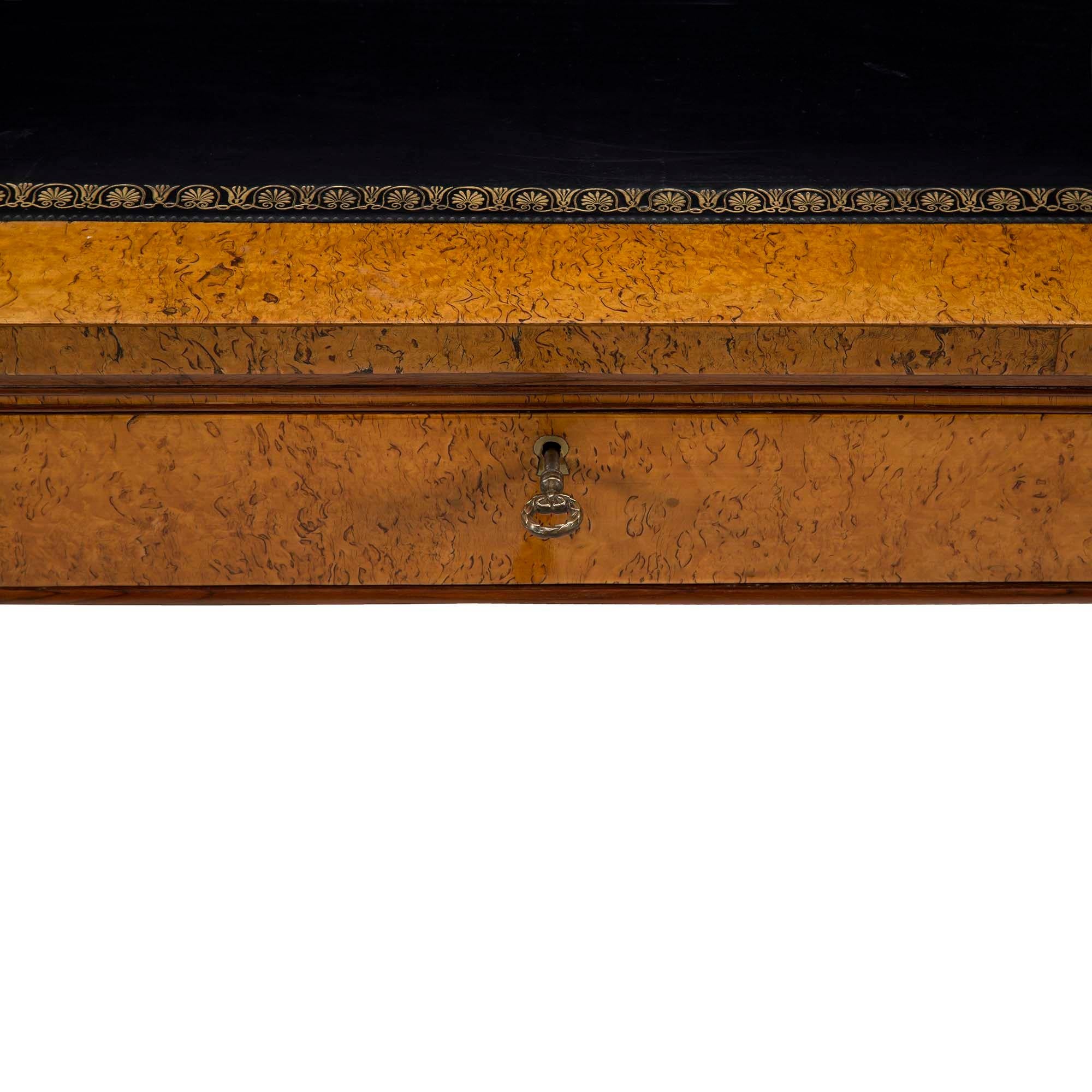 Continental 19th Century Burl Maple Biedermeier Desk or Center Table For Sale 1