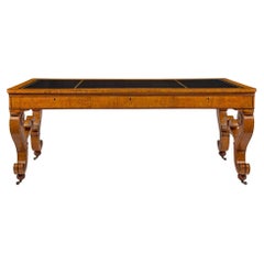 Antique Continental 19th Century Burl Maple Biedermeier Desk or Center Table