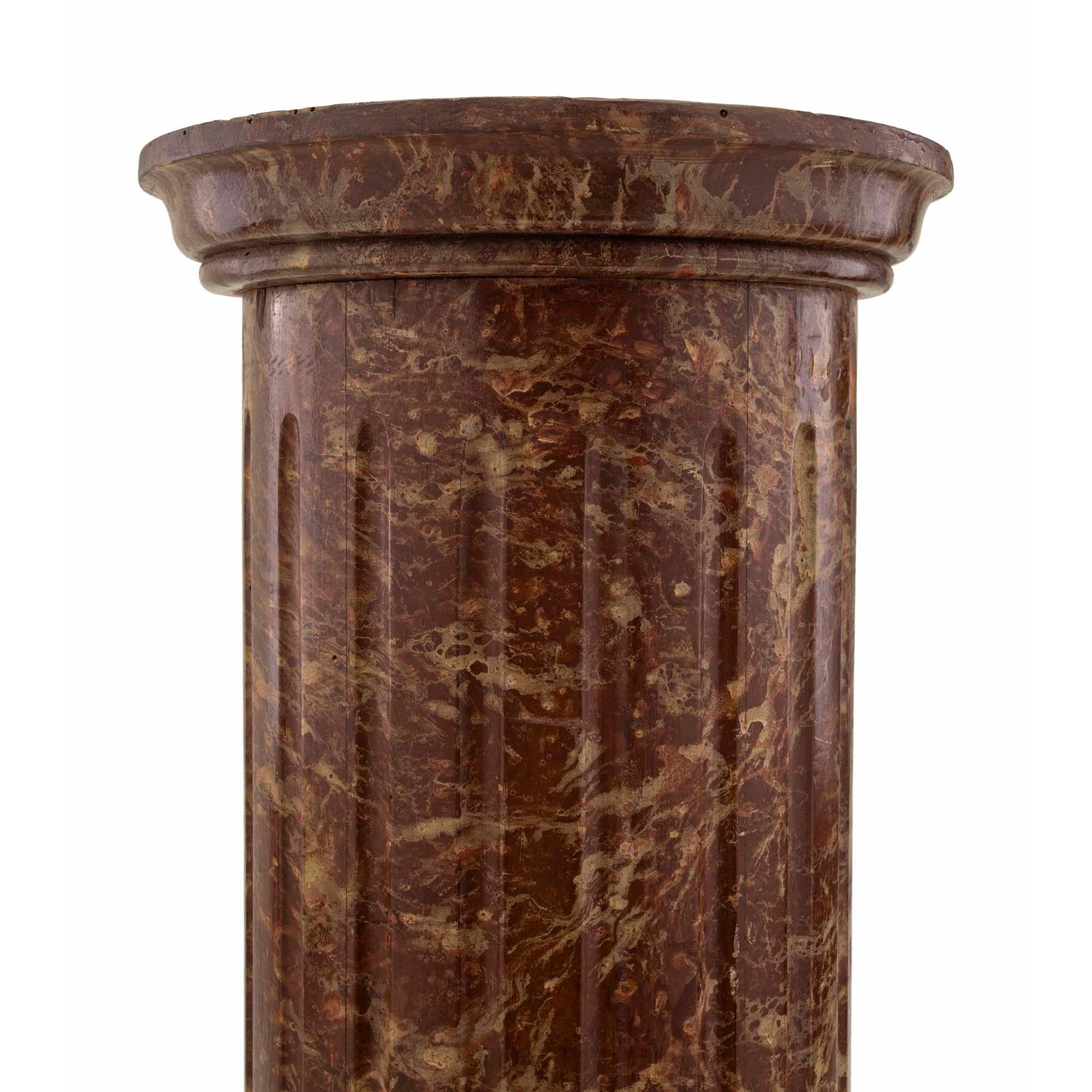 Neoclassical  Continental 19th Century Classical Style Faux Marble Column For Sale