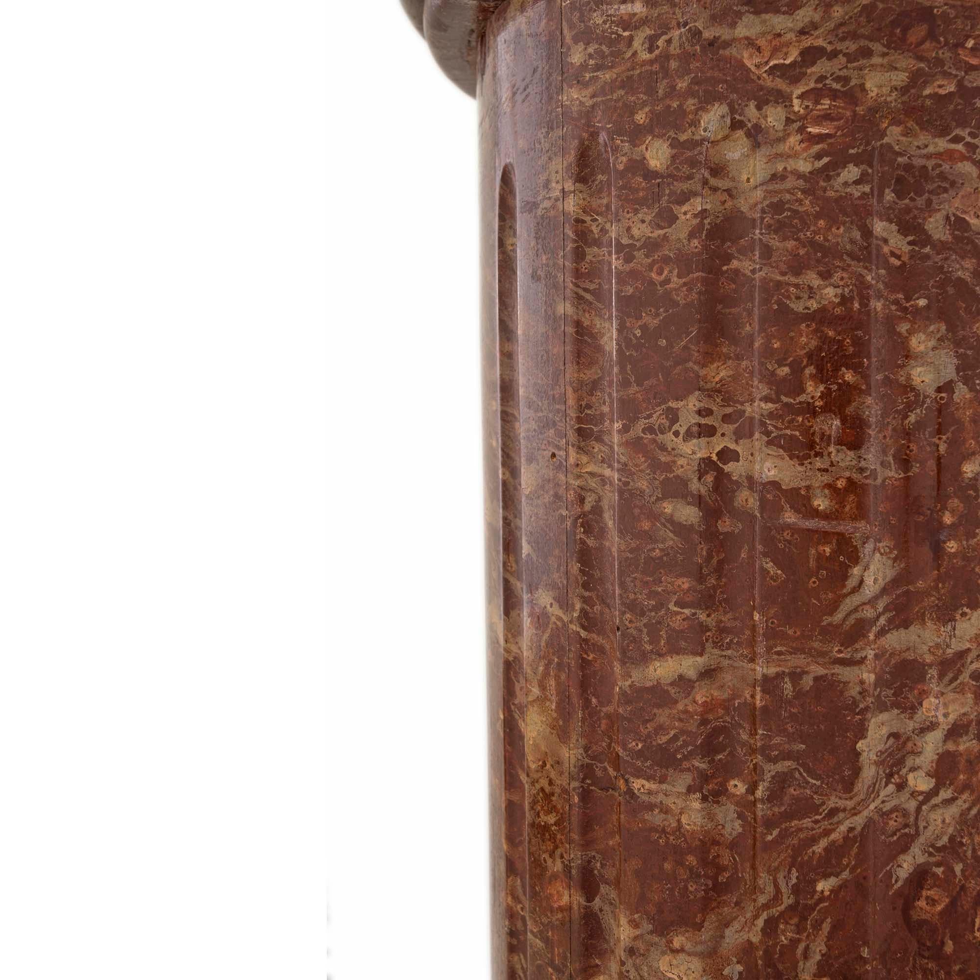  Continental 19th Century Classical Style Faux Marble Column In Good Condition For Sale In West Palm Beach, FL