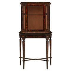 Cabinet Vitrine continentale del 19° secolo in legno di frutta ebanizzato e tartaruga