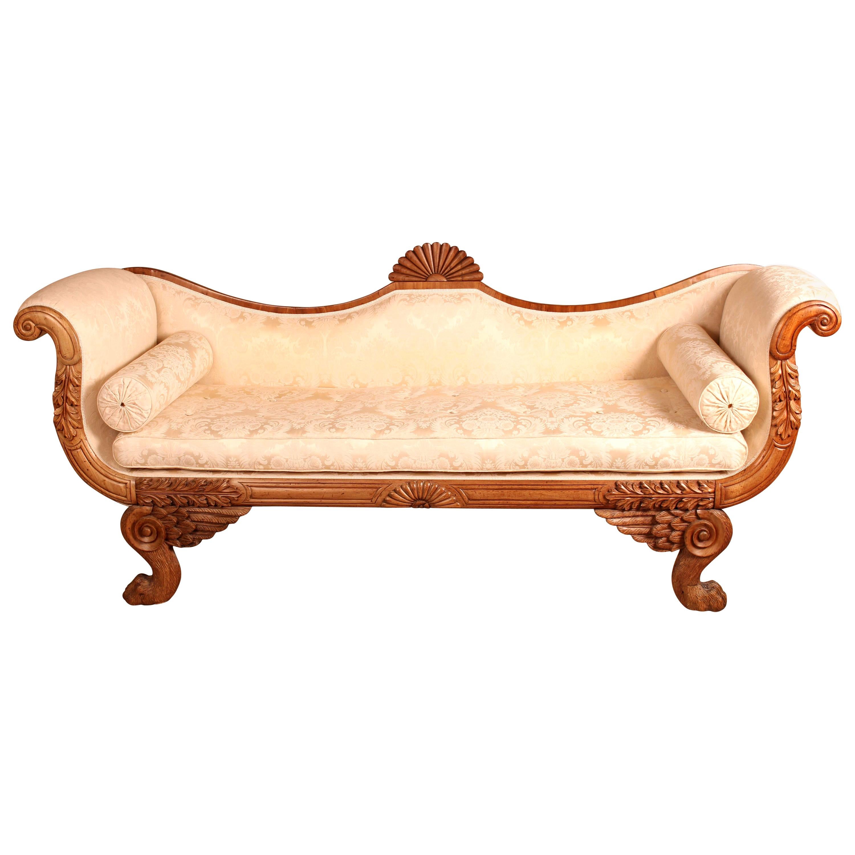Continental 19th Century Empire Scroll End Sofa For Sale